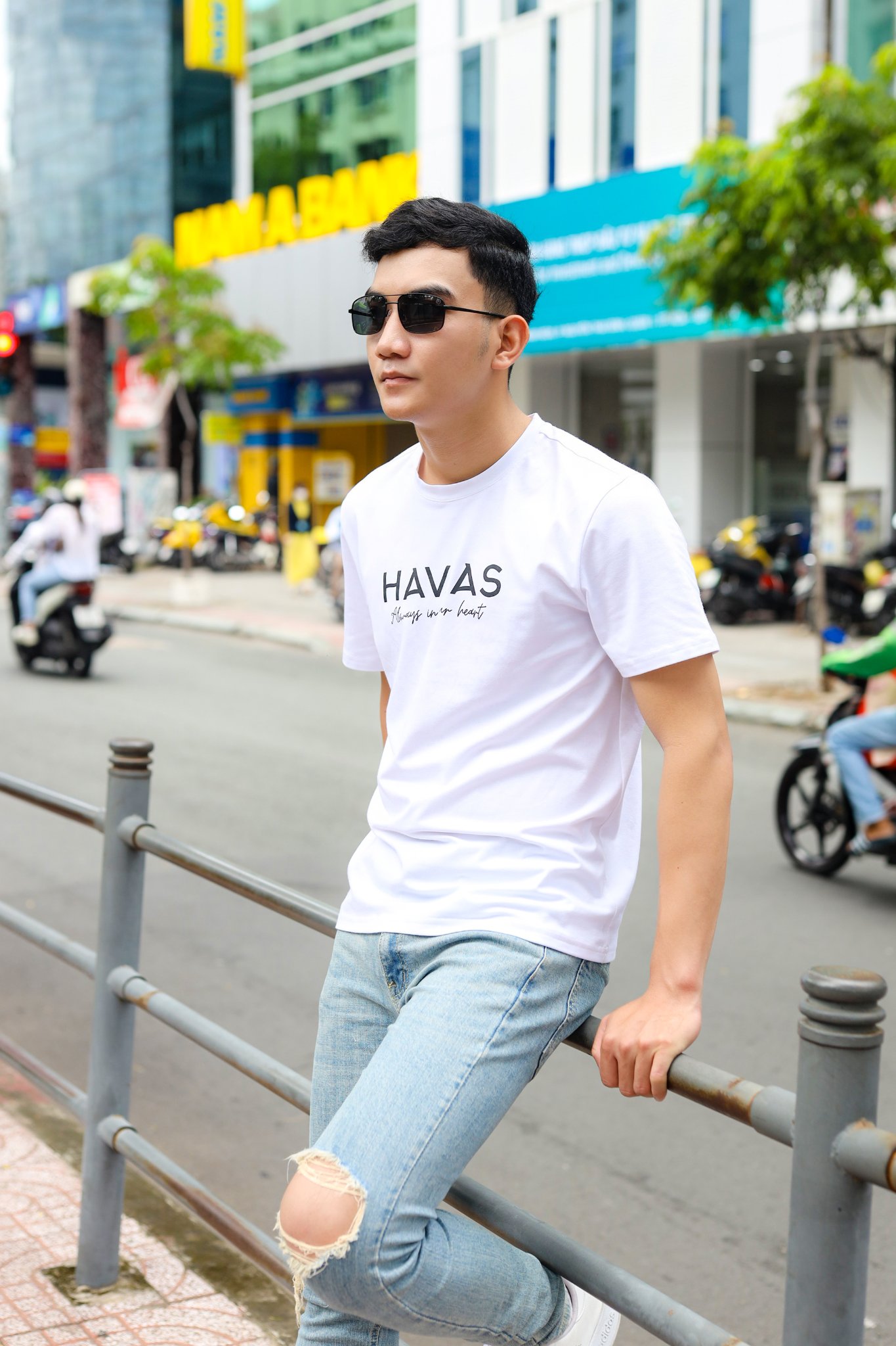 Áo Thun Cotton HAVIAS Tag, Nam, Trắng