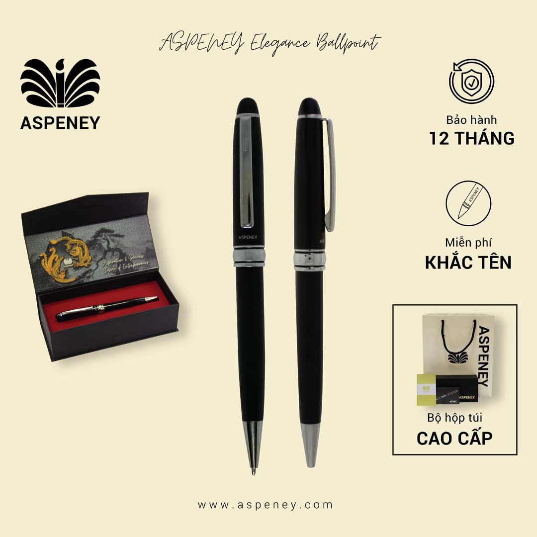 Bút bi ASPENEY Elegance Ballpoint, bạc