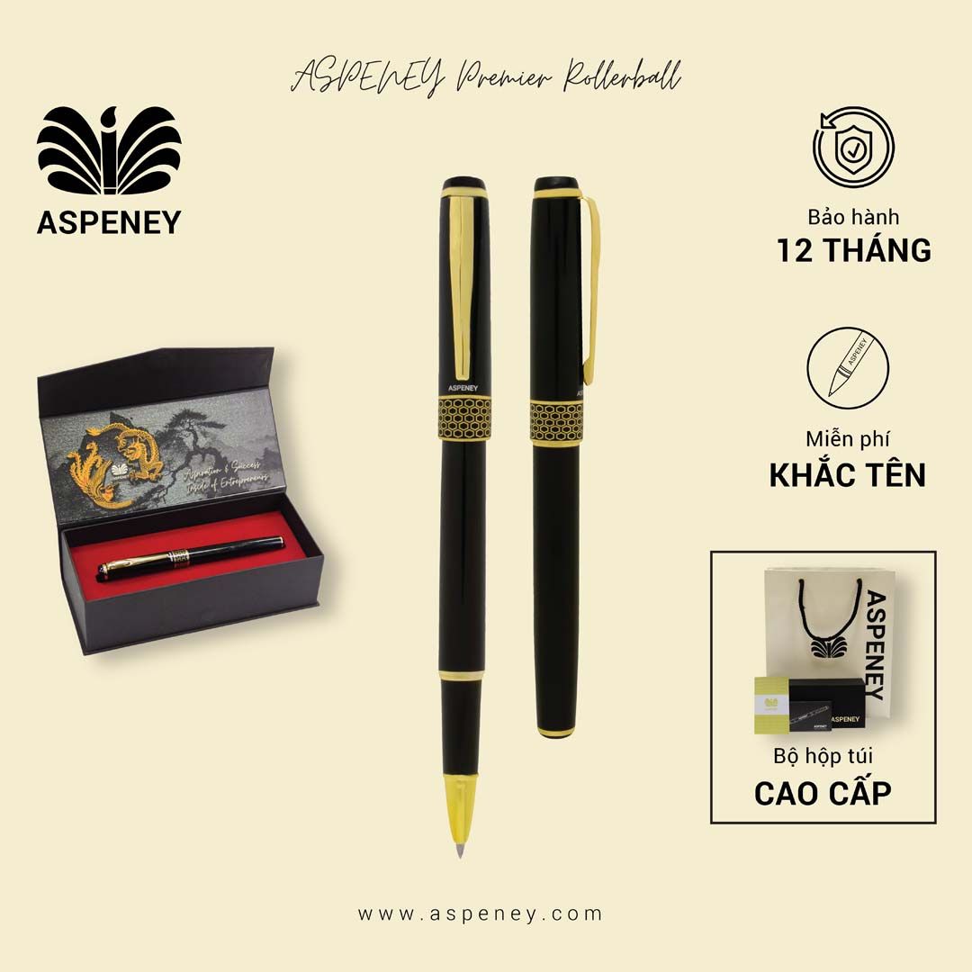 Bút dạ bi ASPENEY Premier Rollerball, đen