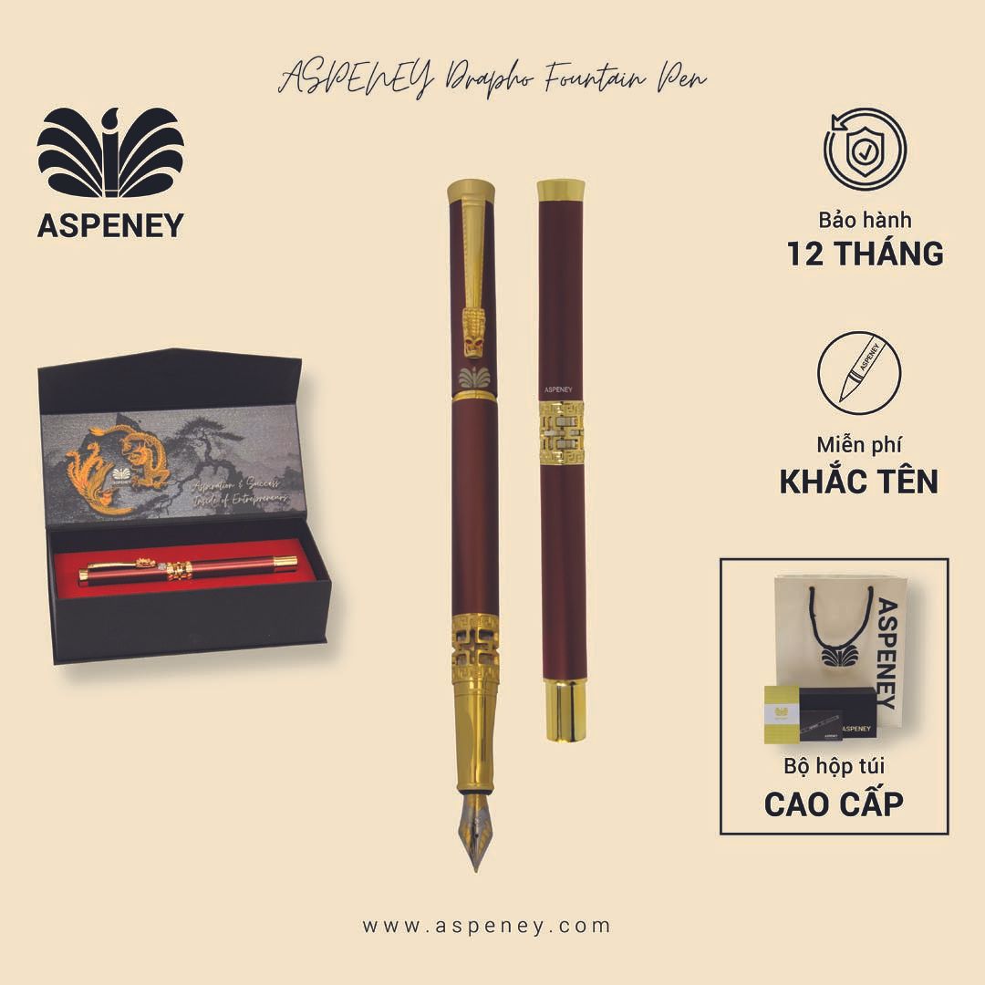 Bút máy ASPENEY Drapho Fountain Pen, đỏ