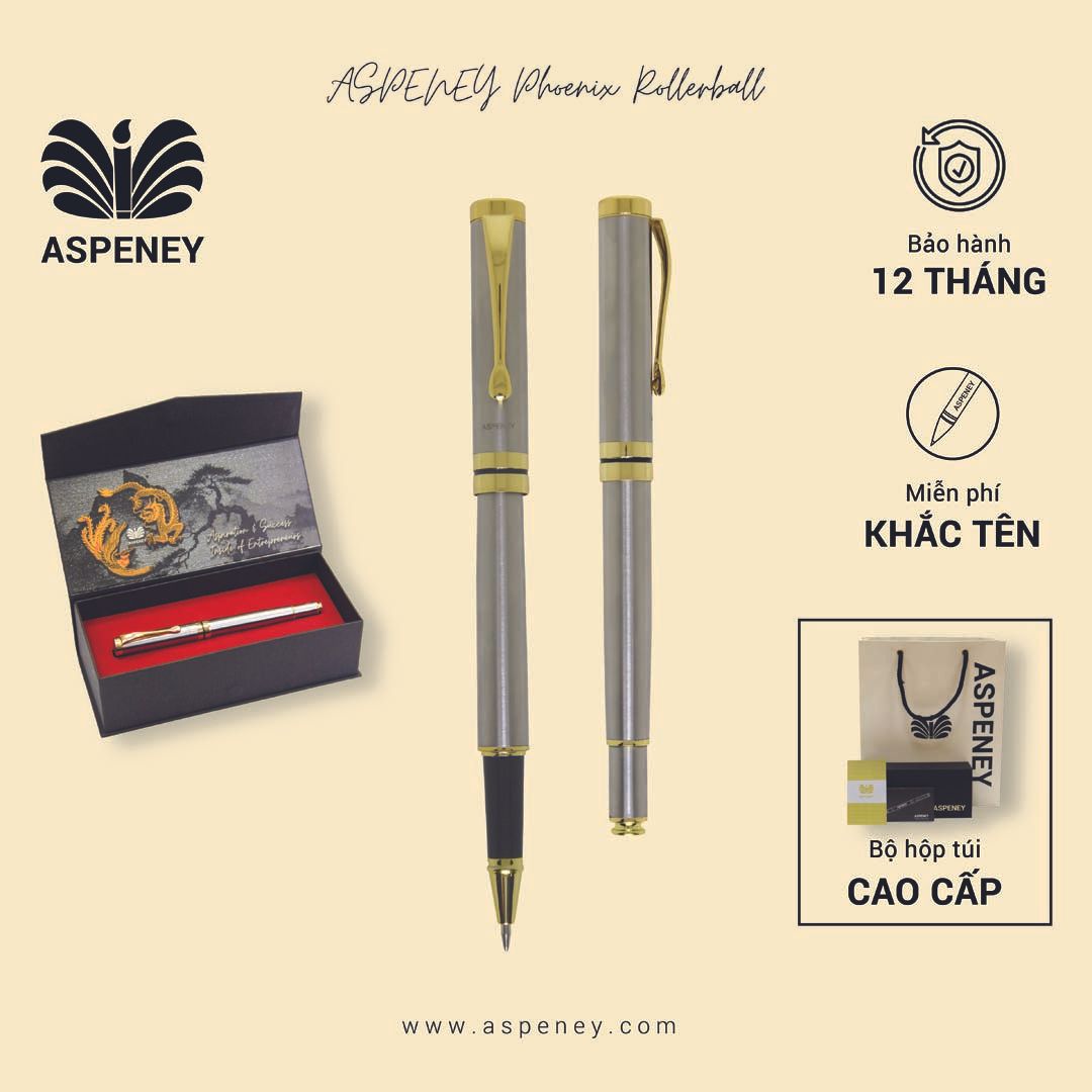 Bút dạ bi ASPENEY Phoenix Rollerball, bạc