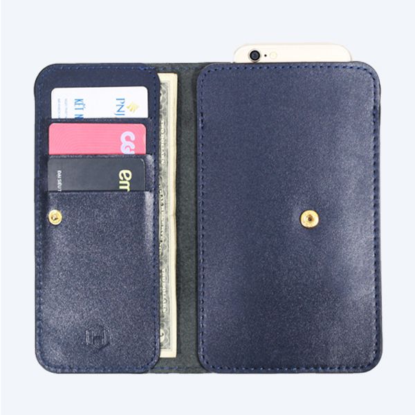 Ví Da The Momo2 Handcrafted Wallet, Xanh Navy