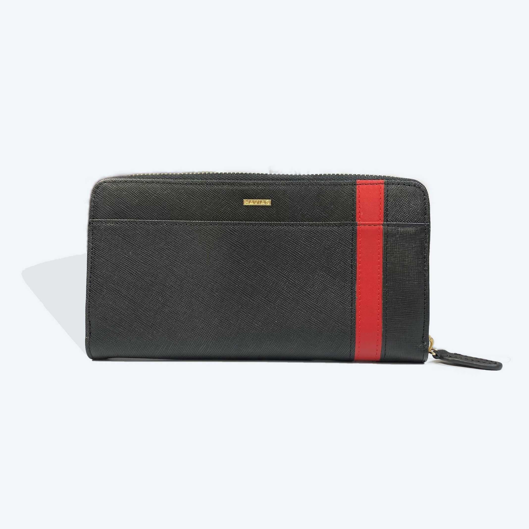 Clutch Ví Dài The Viva Zipped Long Wallet, Đen phối đỏ