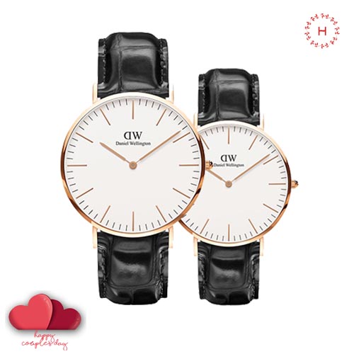 Đồng hồ đôi Daniel Wellington Classic Reading Couple Dây Da 36mm/40mm