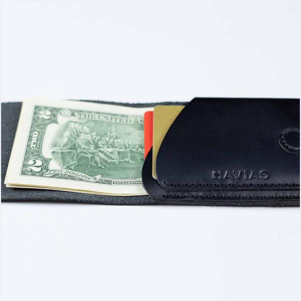 Ví Da Gerbera Handcrafted Mini Wallet, Đen