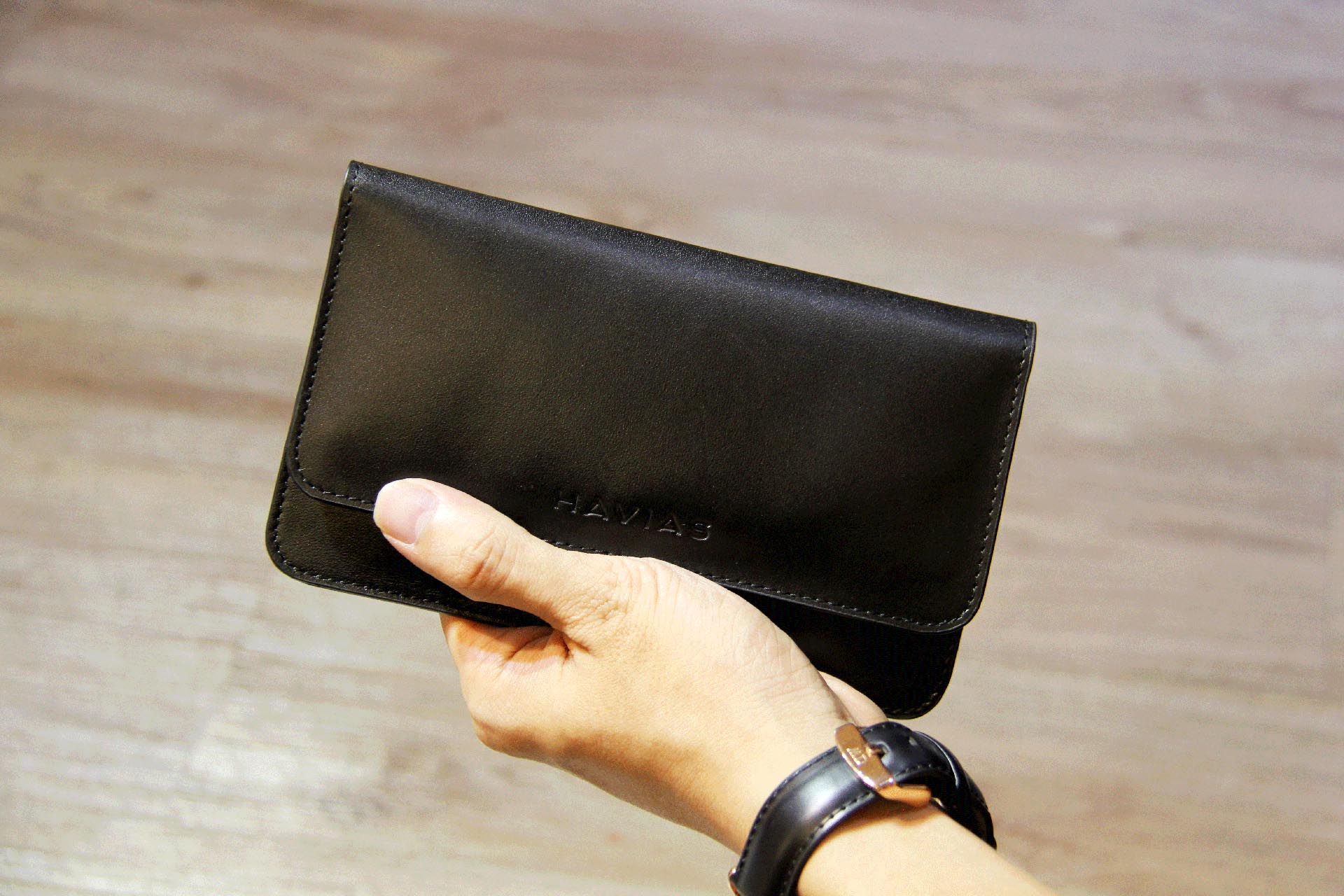 Bóp ví da thật nam nữ HAVIAS The Momo Wallet Black