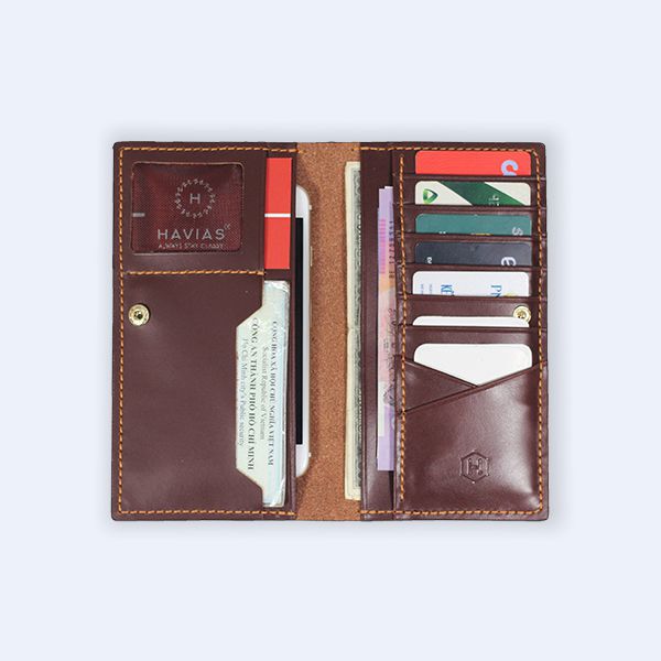 Ví dài Venuta2 Handcrafted Wallet, Đỏ Nâu