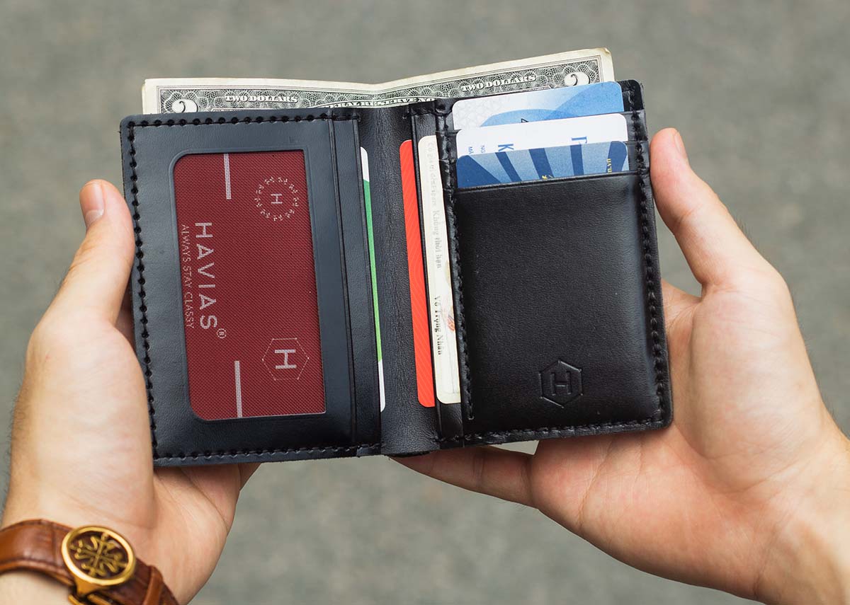 Bóp ví da thật nam nữ HAVIAS Couple Ví Venuta & Venumi Black