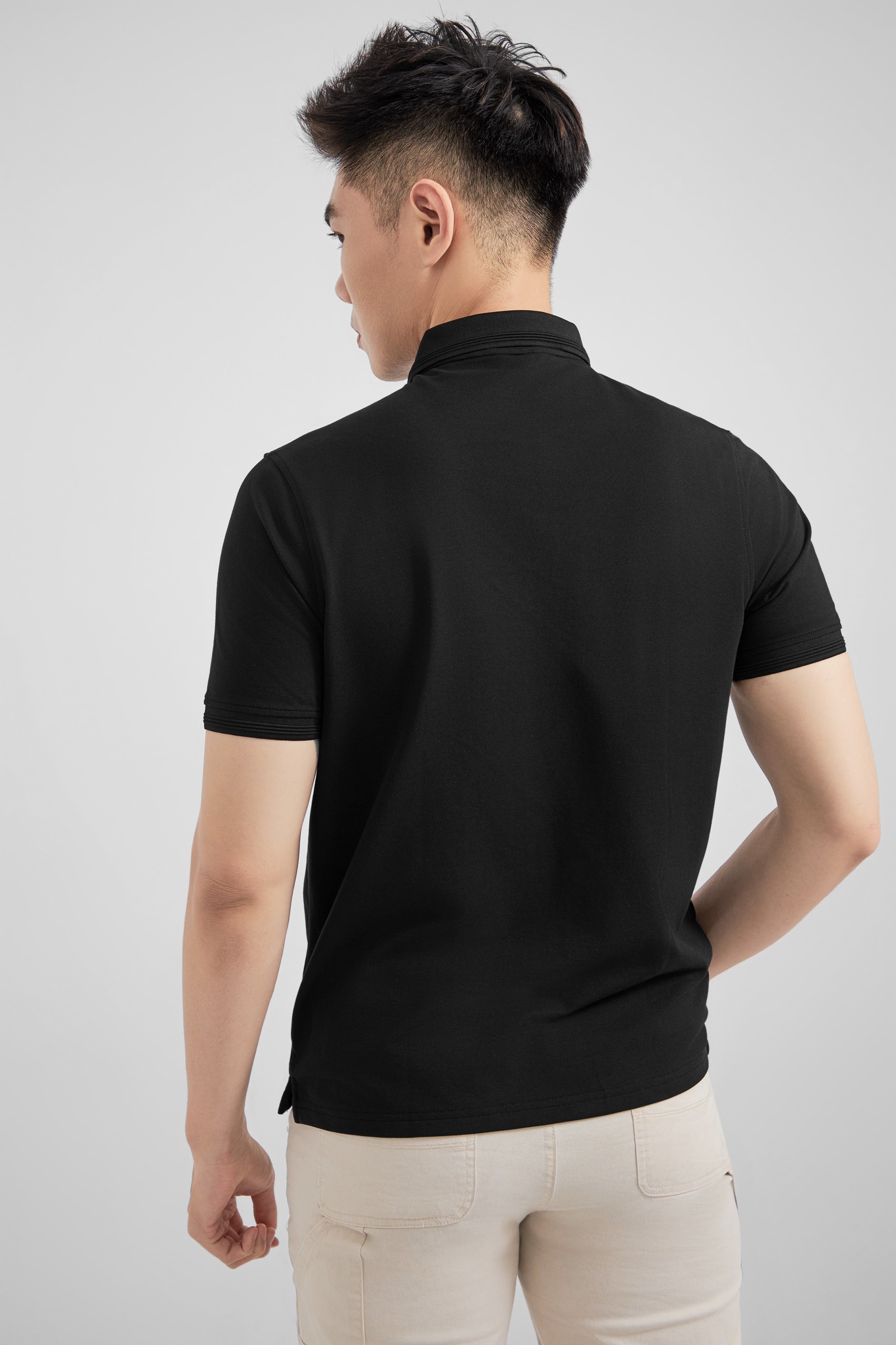 Áo thun Polo Cotton PIQUE Fabric HAVIAS, màu đen