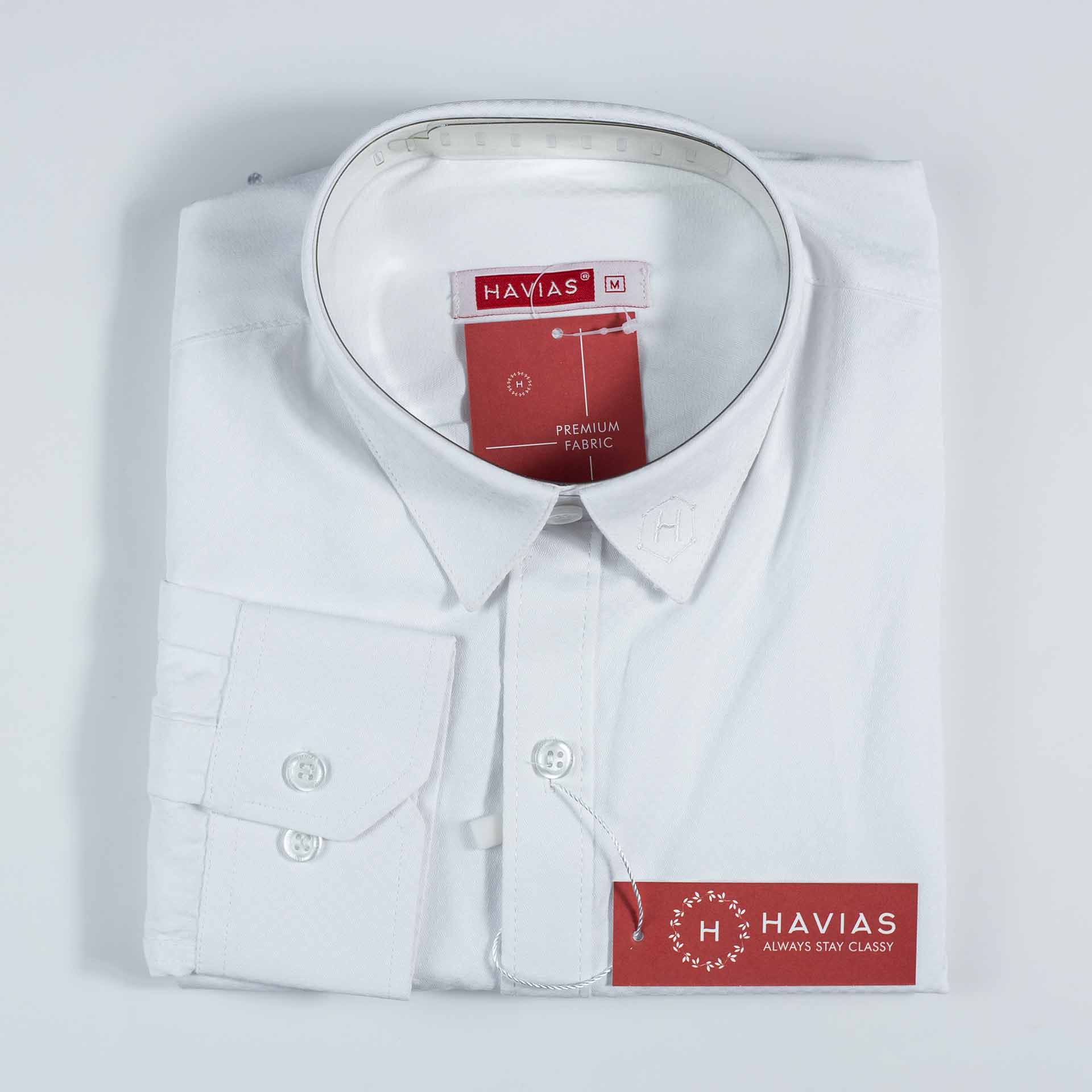 Áo Premium Fabric Veined White Shirt