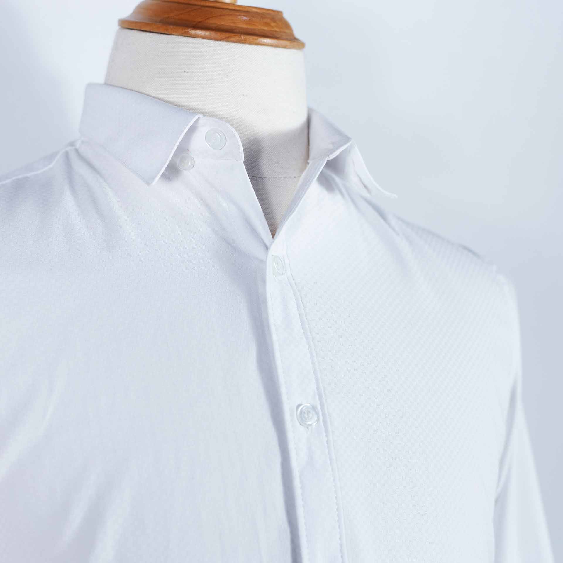 Áo Premium Fabric Veined White Shirt