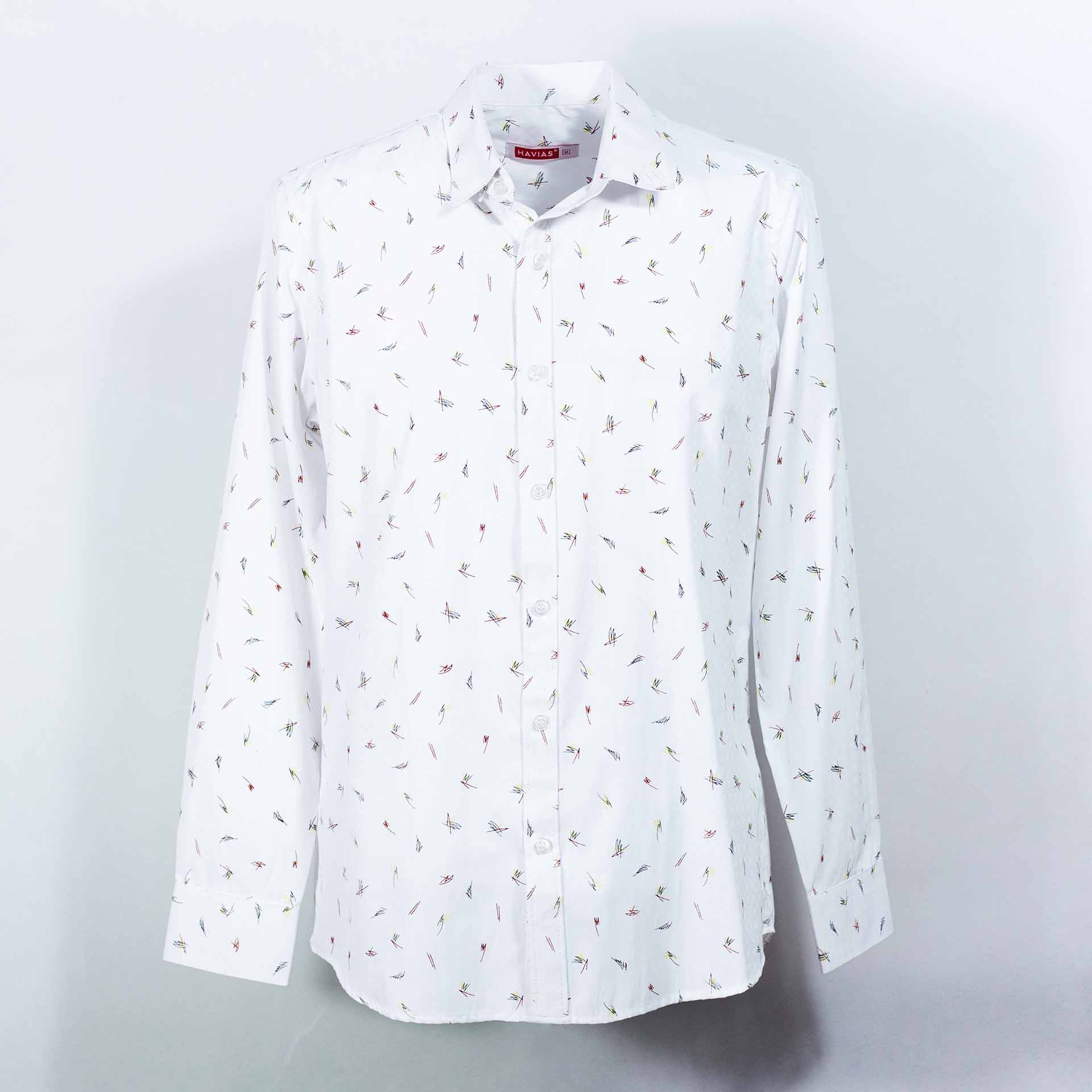 Áo sơ mi Premium White Shirt with Textured Scrawl Pattern