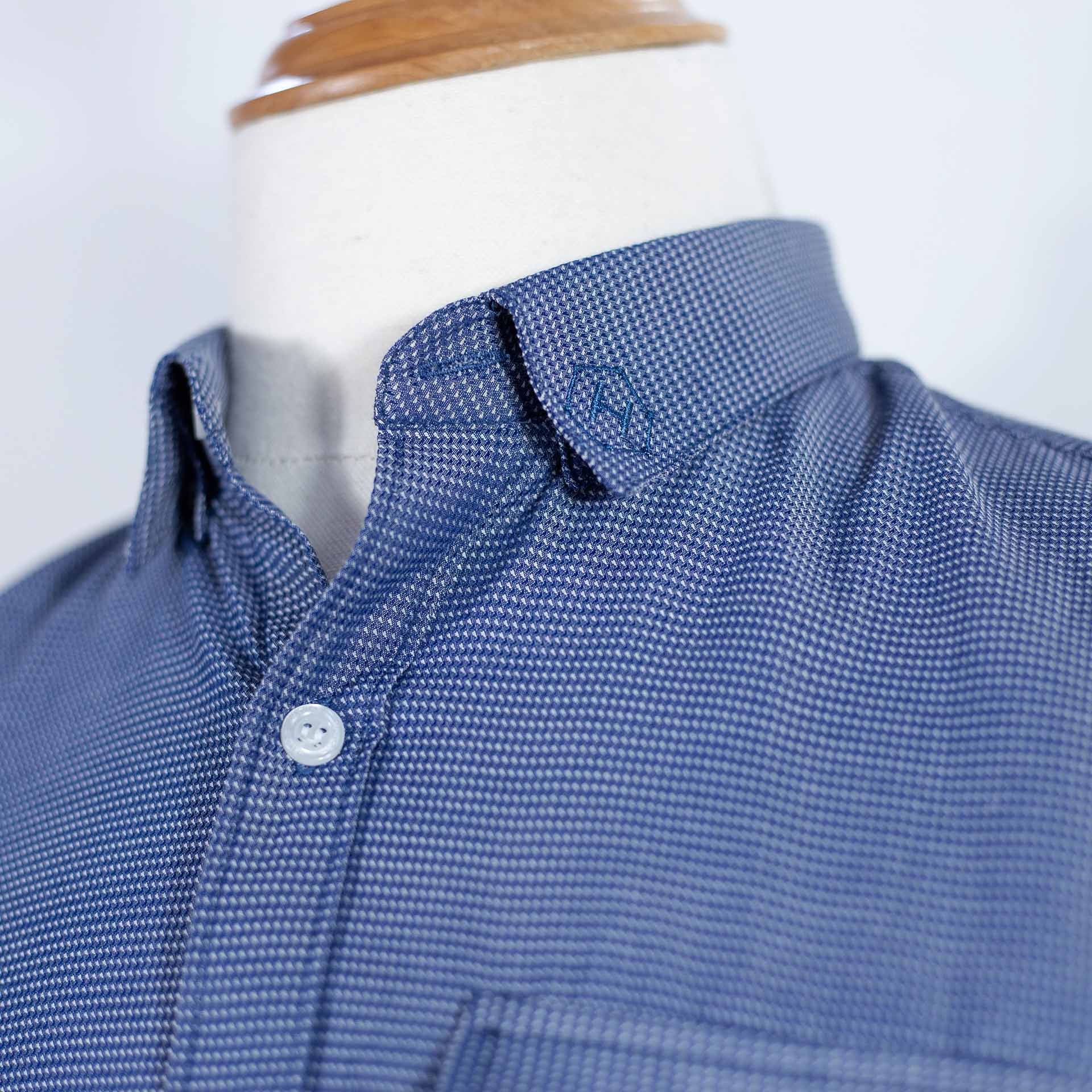 Áo Premium Rippled Dark Blue Shirt with Pocket