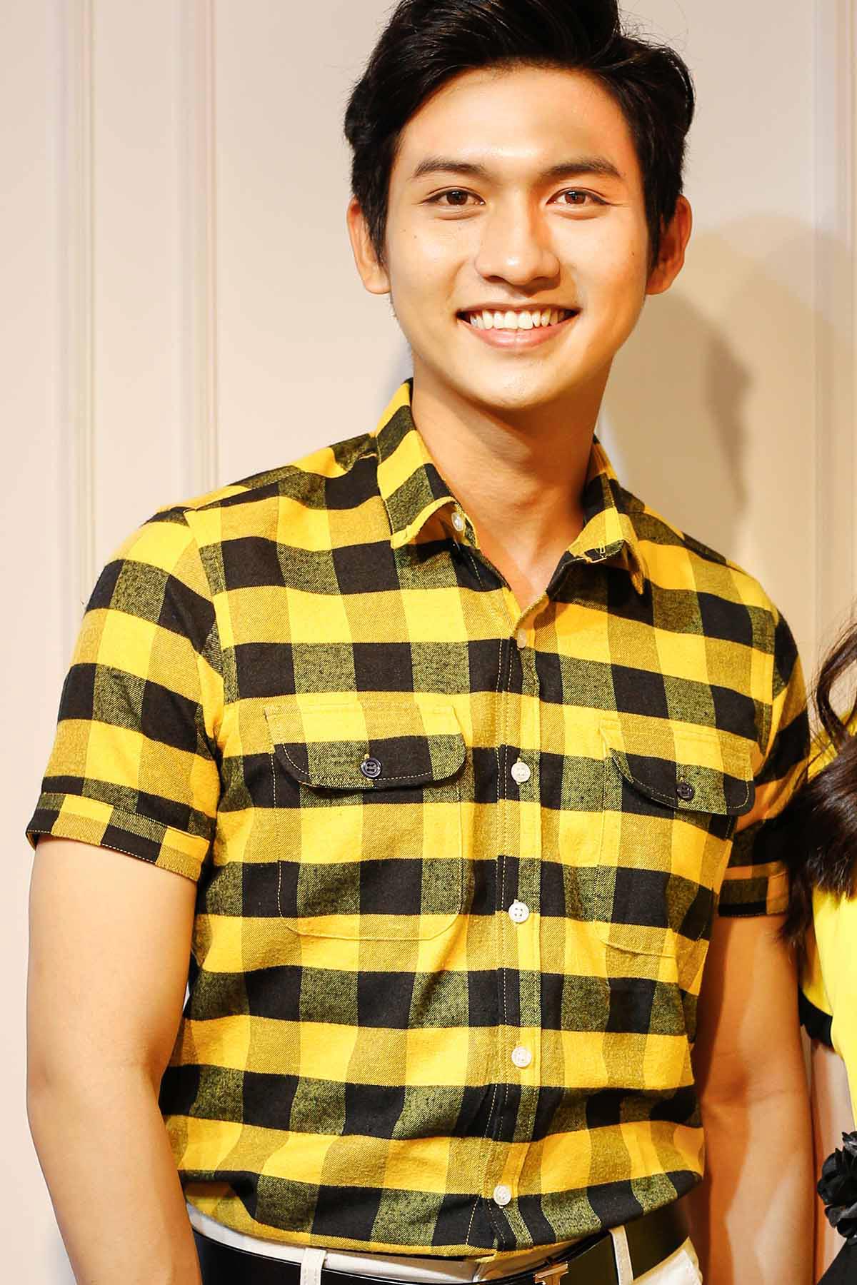 Sơ mi tay ngắn Caro Vàng Đen,  Pocket Yellow Black Short Sleeve Button Down Shirt