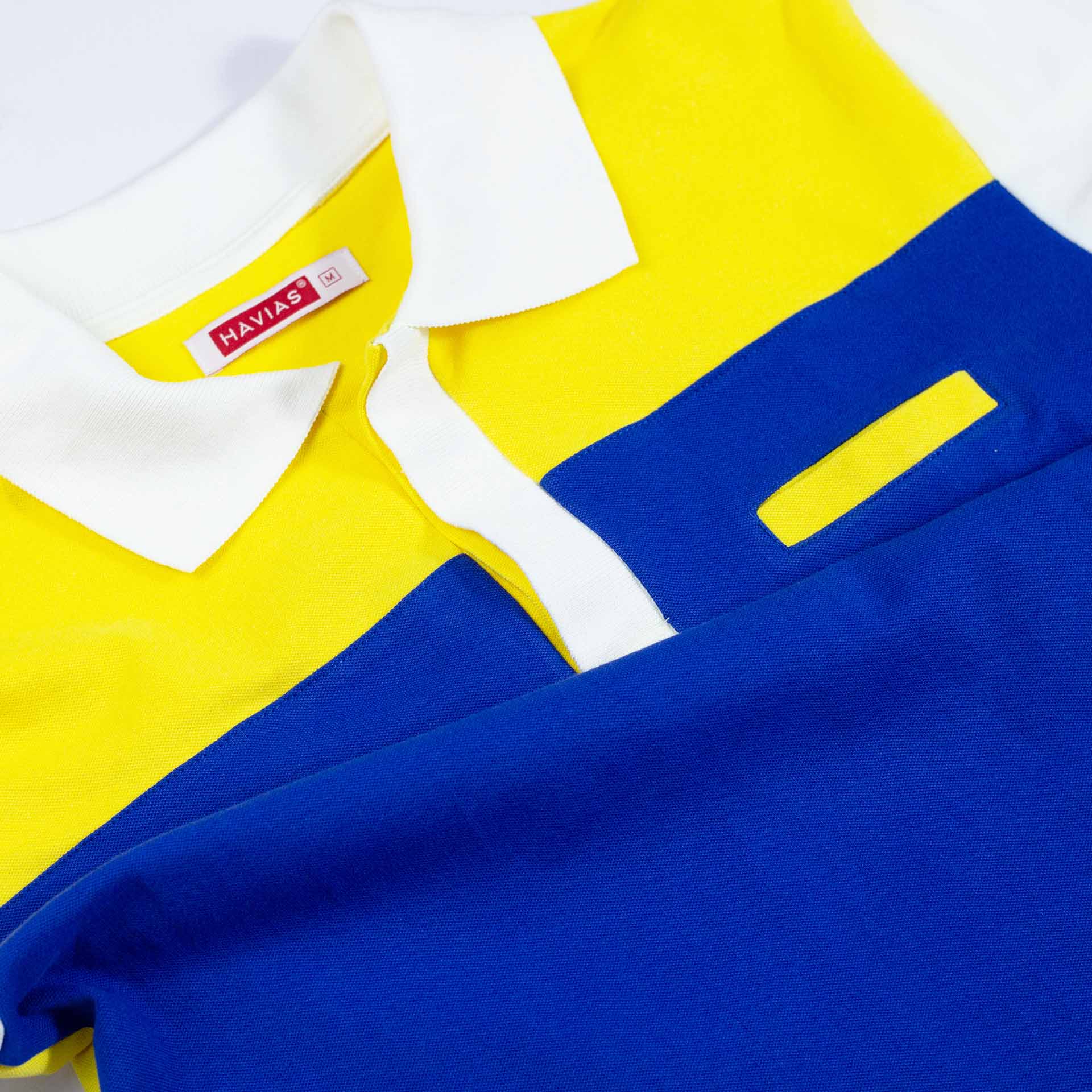 Áo Polo nam, Navy Blue Mixed Yellow Back Giles Form Polo