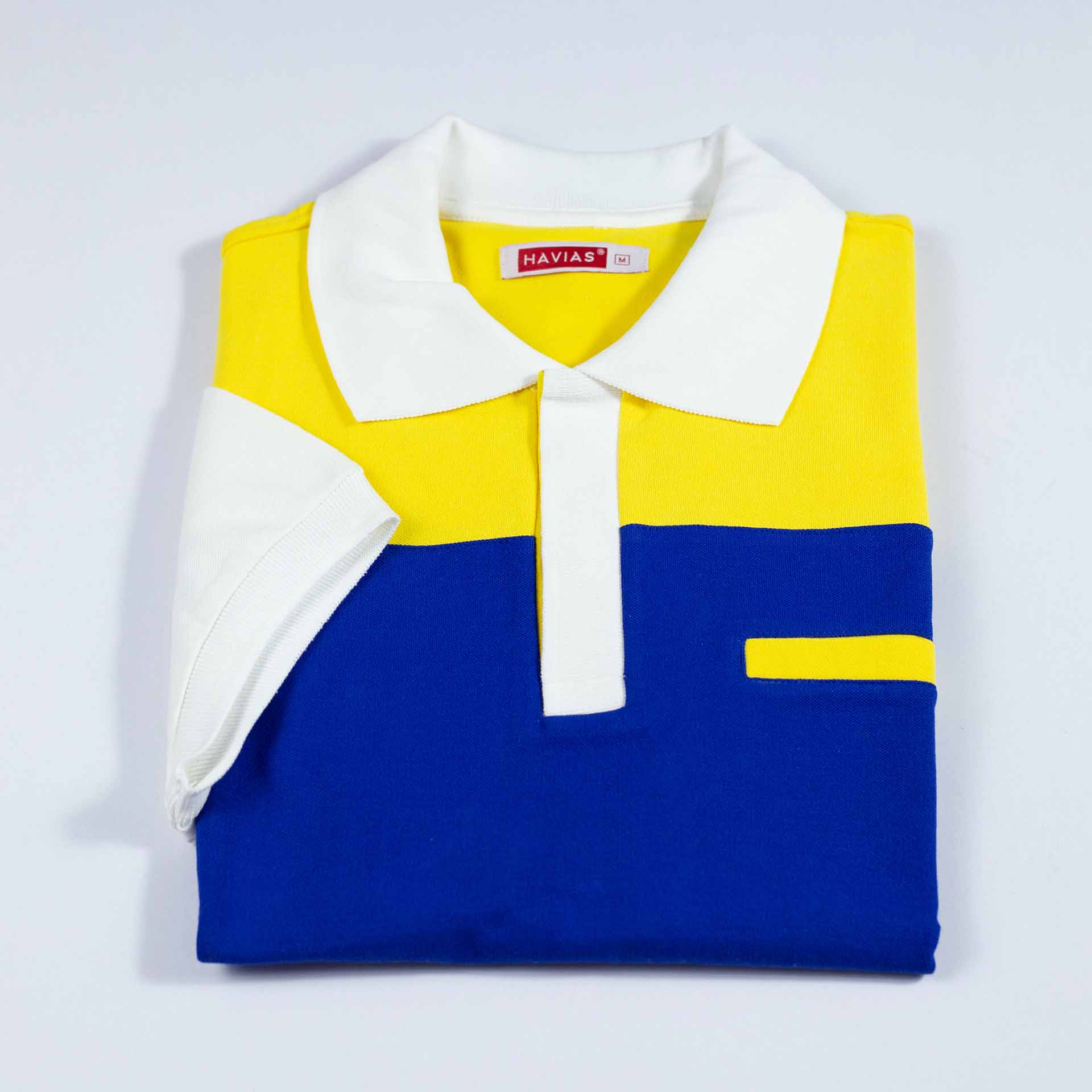 Áo Polo nam, Navy Blue Mixed Yellow Back Giles Form Polo