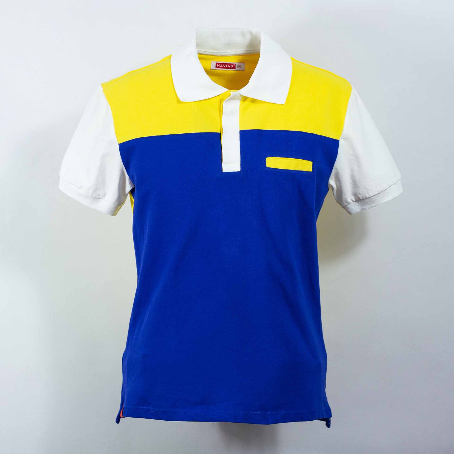 Áo Polo nam, Navy Blue Mixed Yellow Back Giles Form Polo