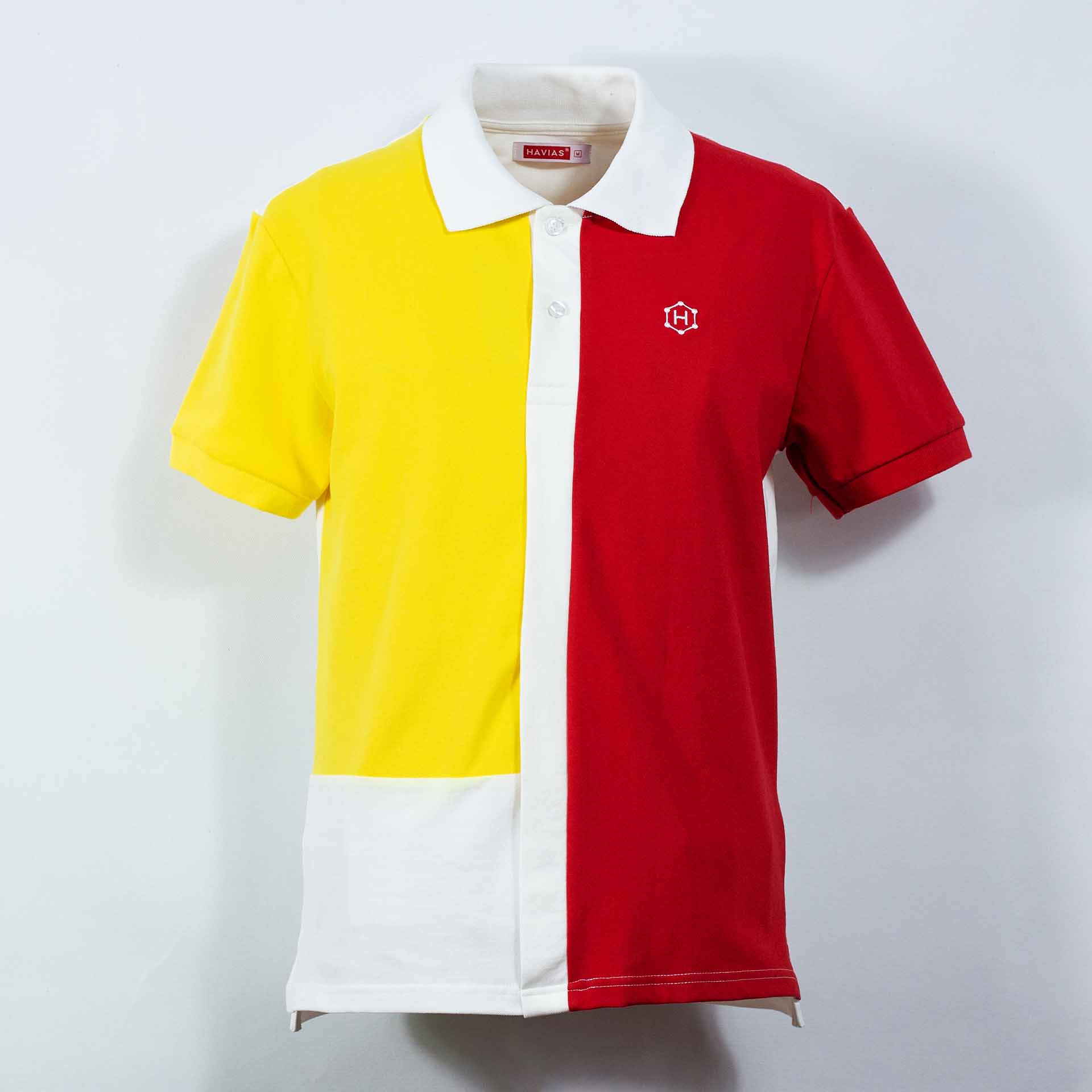 White Split mix Yellow Red Block Premium Polo