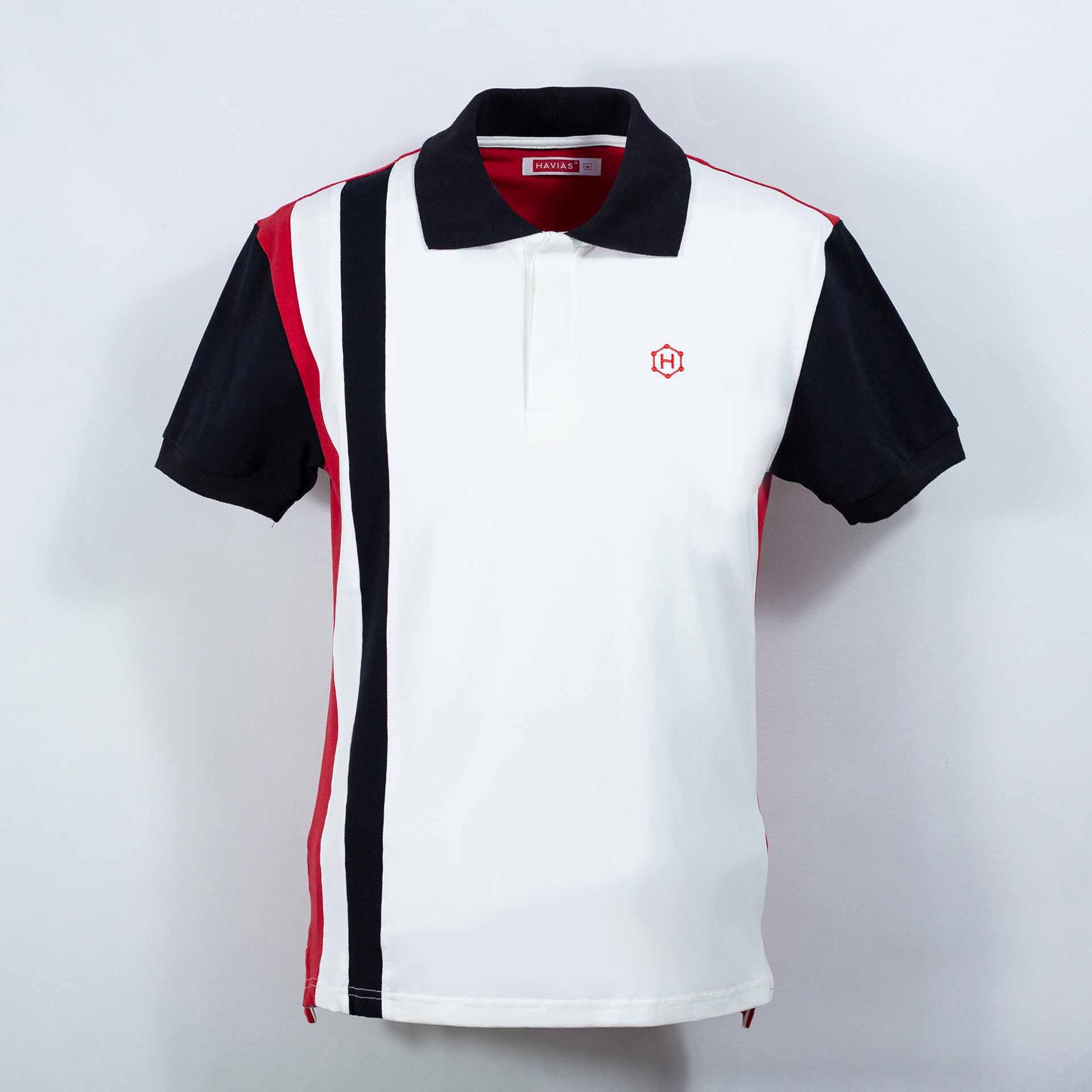 Áo Red White Black mix Vertical line Premium Polo