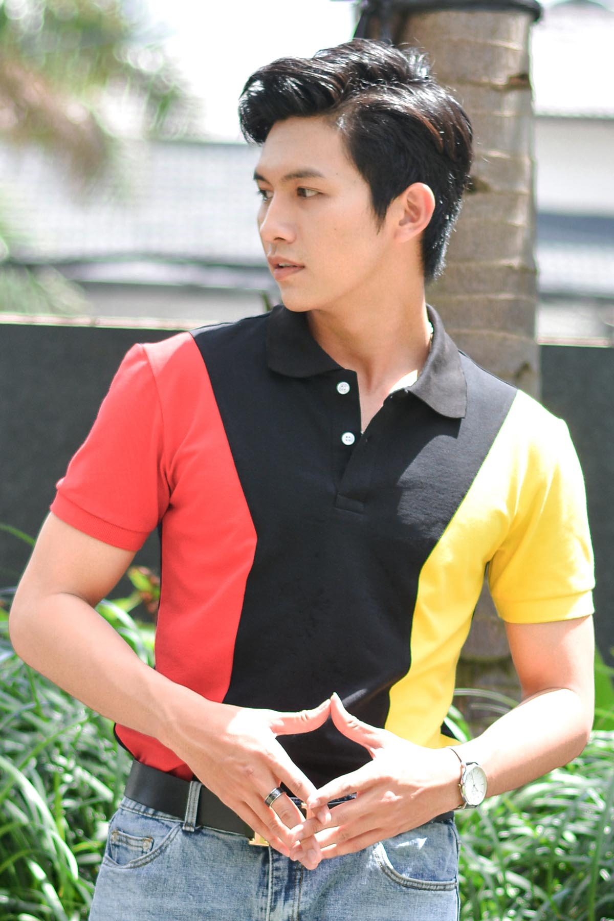 Áo Black Mix Red Yellow Strong Shoulder Premium Polo