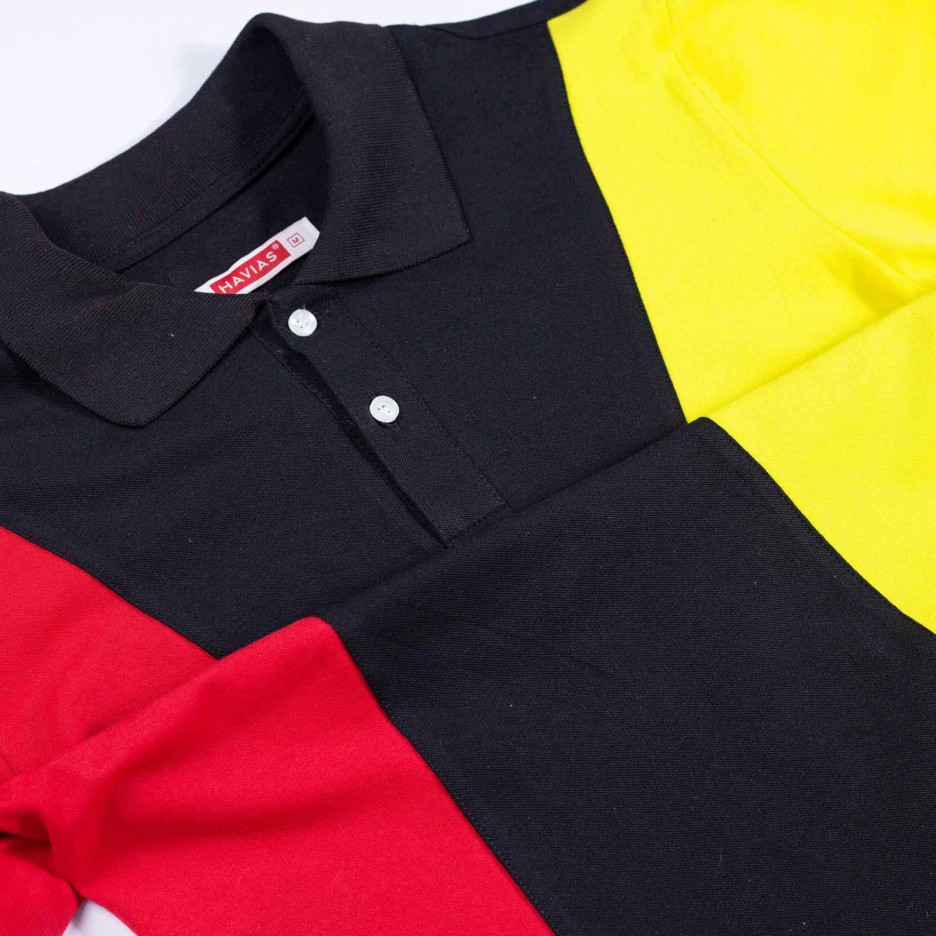 Áo Black Mix Red Yellow Strong Shoulder Premium Polo