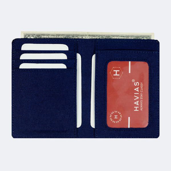 Ví vải Modern Fabric Vertical Wallet, Xanh Navy