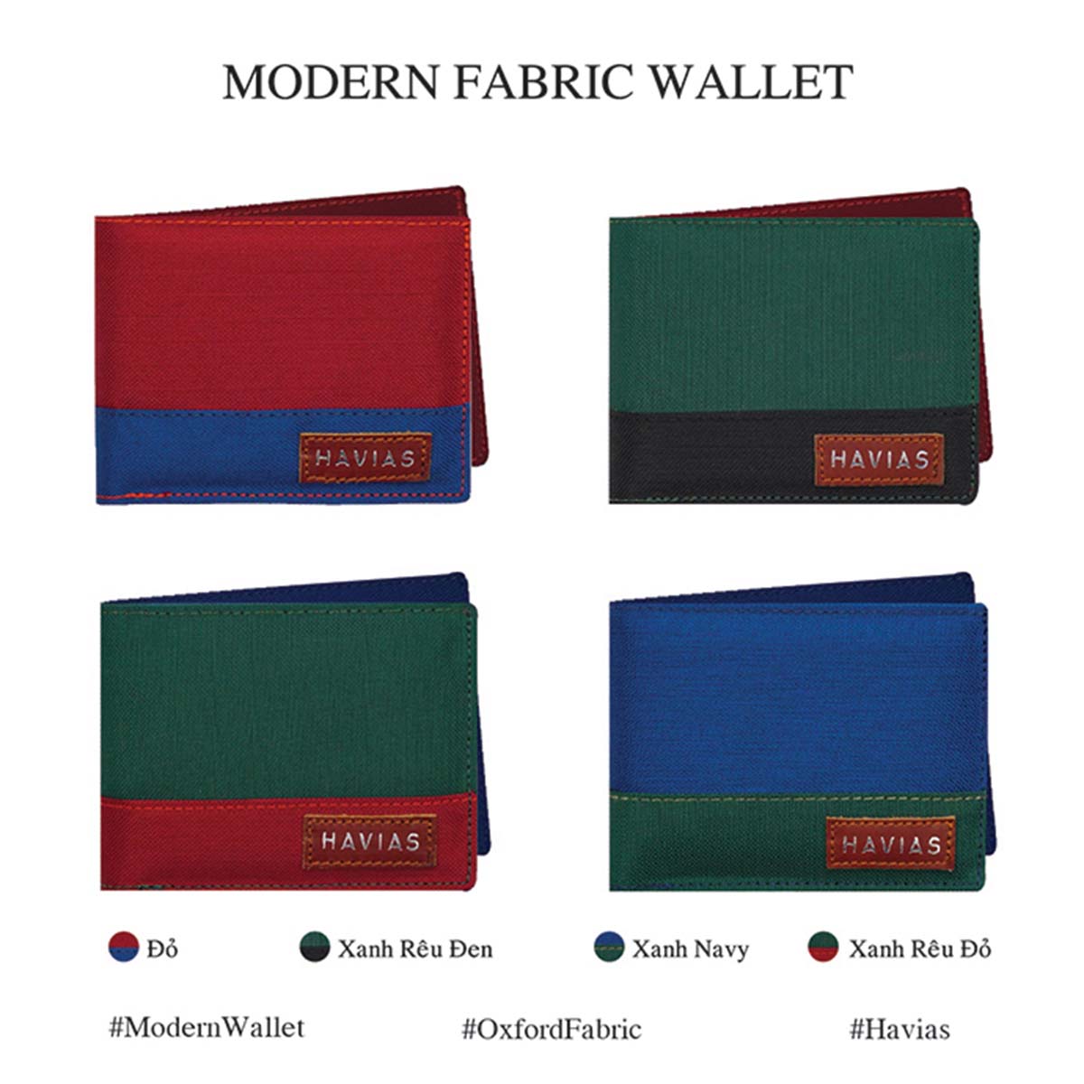 Bóp ví da thật nam nữ HAVIAS Ví vải Modern Fabric Wallet 