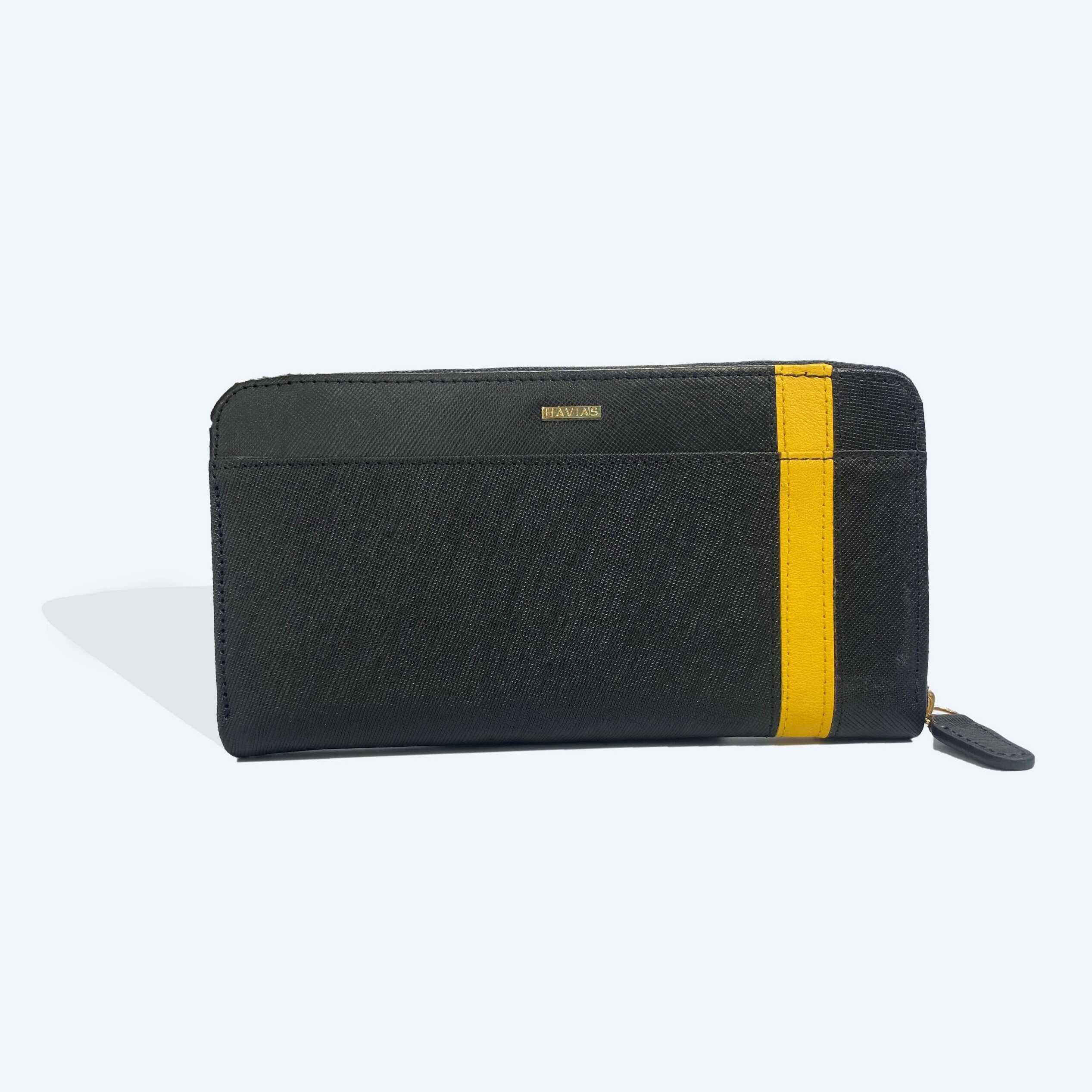 Clutch Ví Dài The Viva Zipped Long Wallet, Đen phối vàng