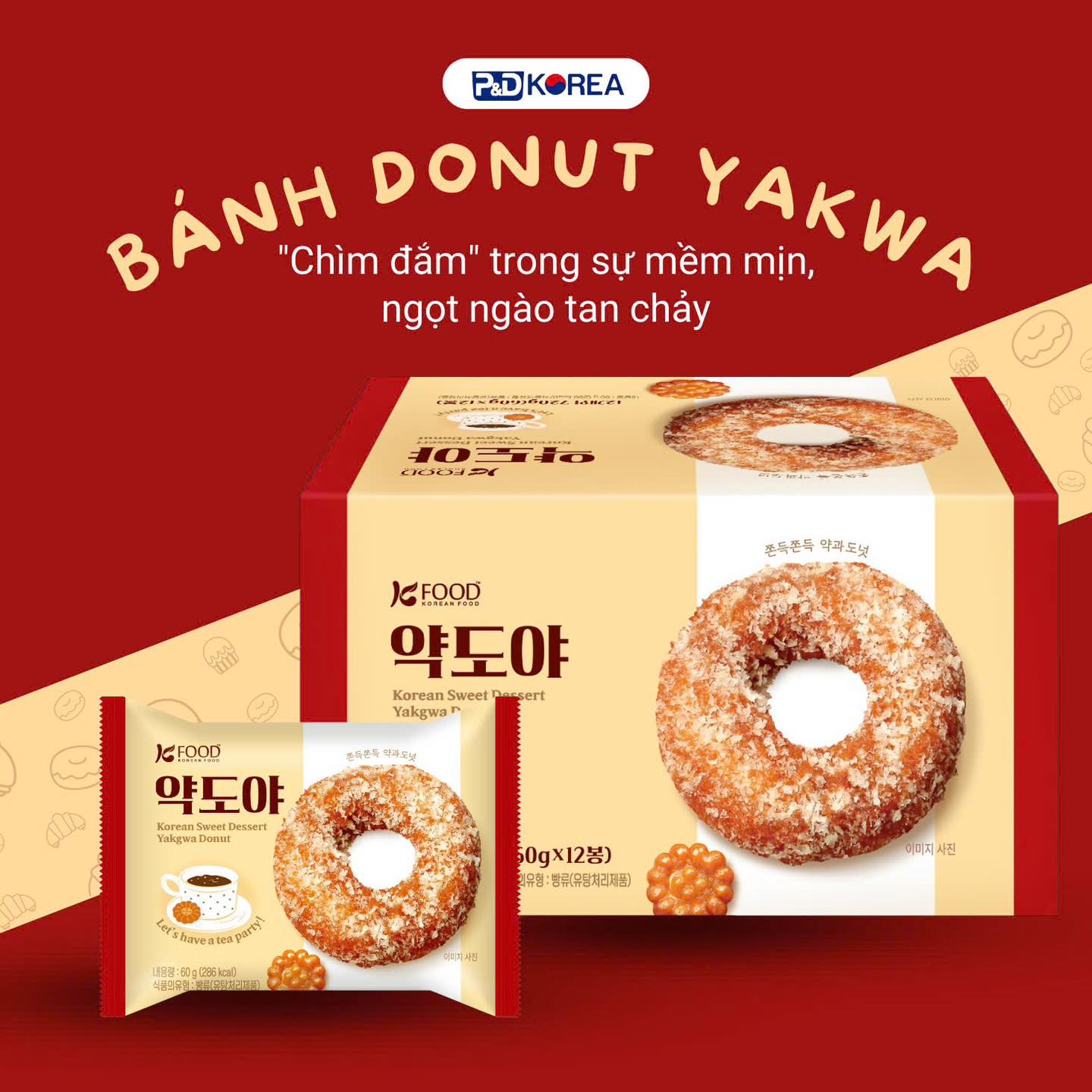 Chỉ 60g – Bánh Donut Yakdoya Kfood Khiến Bạn Muốn Ăn Mãi Không Ngừng!