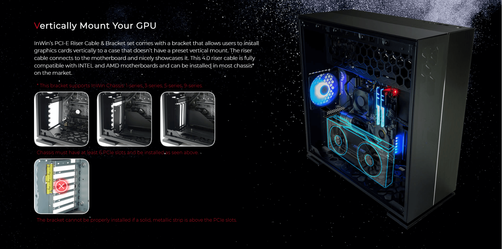 Bộ dựng VGA InWin PCI-E Riser Cable 4.0 & Bracket - Combat PC Gaming Gear