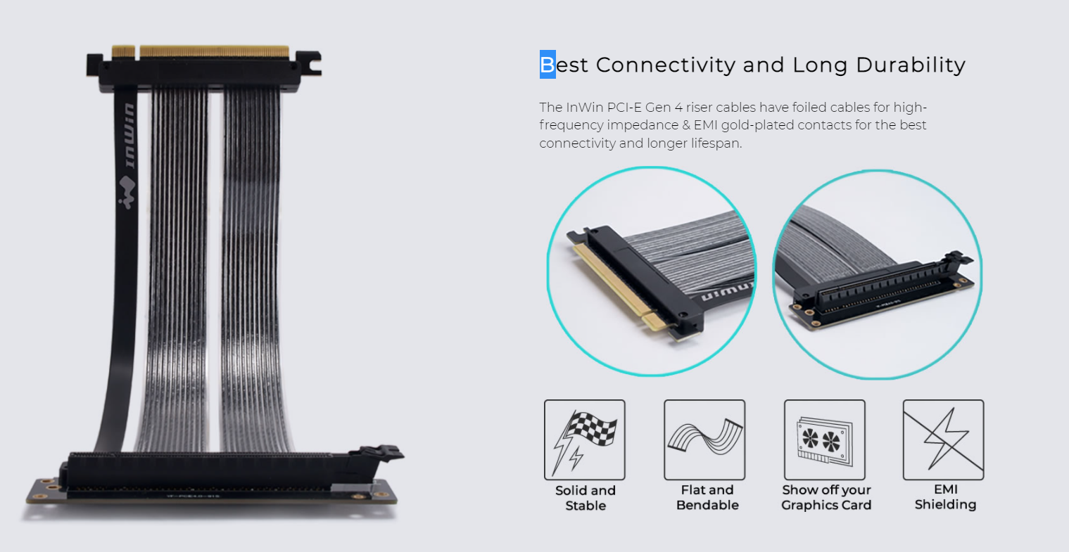 Bộ dựng VGA InWin PCI-E Riser Cable 4.0 & Bracket - Combat PC Gaming Gear