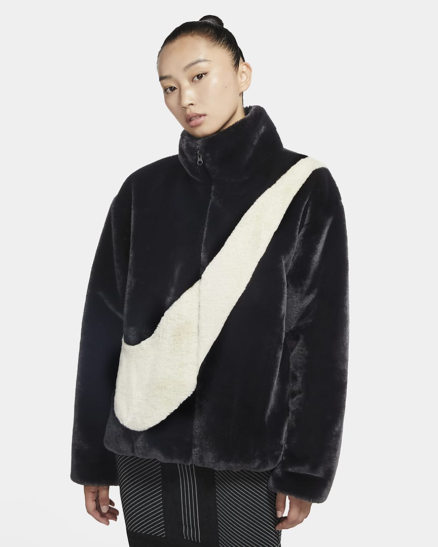 Nike Sportswear Faux Fur Jacket Black (CU6559-010)