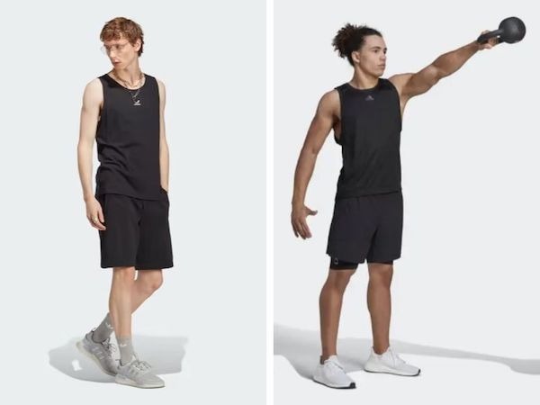 Áo tank top + quần short + giày Adidas