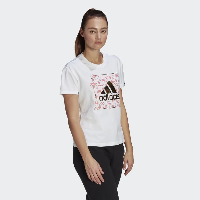Áo Phông Adidas Nữ Chính Hãng - Big Logo Foil Graphic Tee - Trắng |  JapanSport GL0992