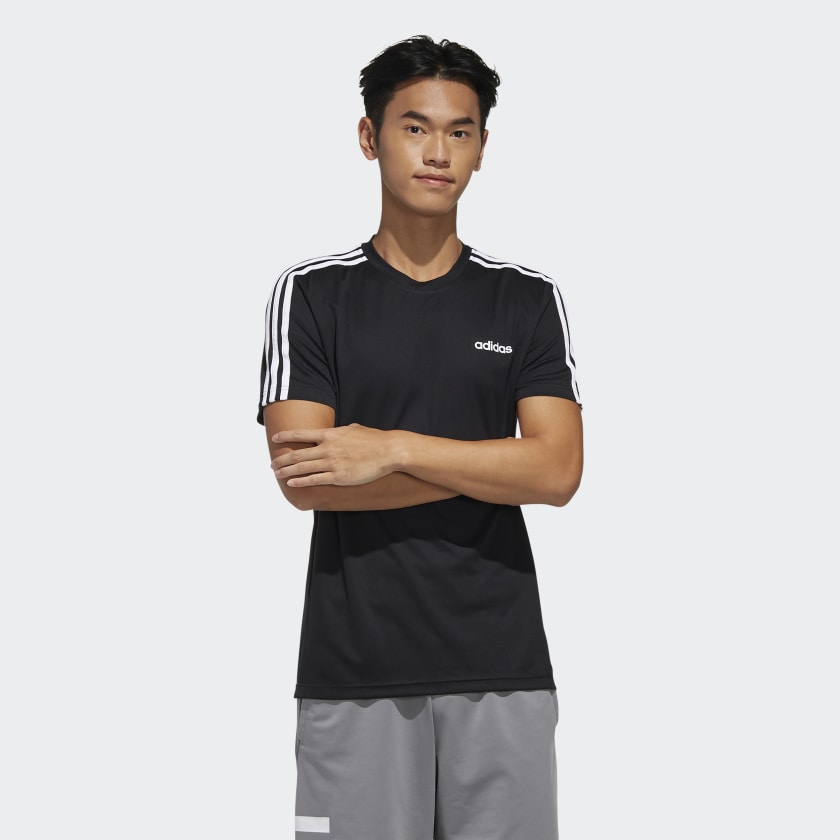Áo Phông Adidas chính hãng - Designed 2 Move 3-Stripes Tee - Đen |  Japansport FL0349