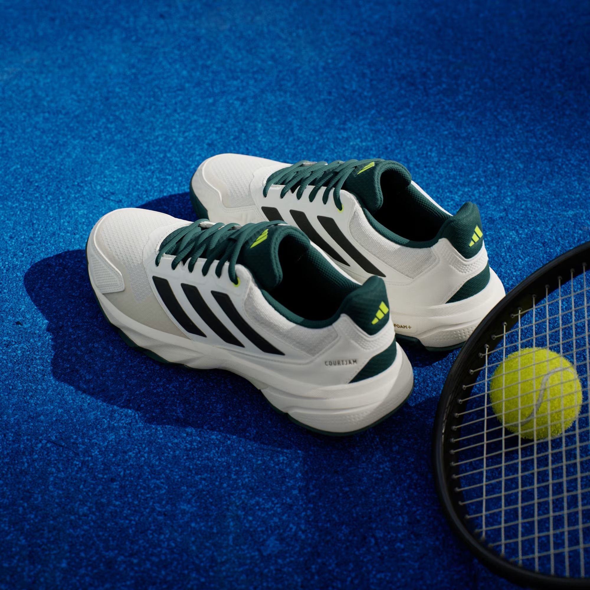 Giày Tennis Adidas Chính Hãng - Courtjam Control 3 - Màu Trắng Xanh | JapanSport JH5135