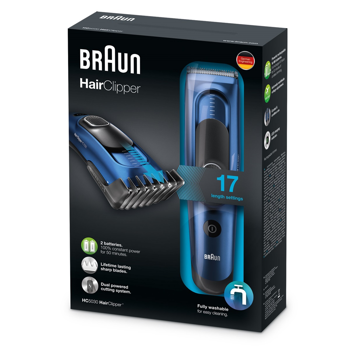 Tông đơ Braun HC5030 kèm combo 2 lược, 16 nút điều chỉnh độ dài | JapanSport Tông đơ Braun HC5030 kèm combo 2 lược, 16 nút điều chỉnh độ dài | JapanSport