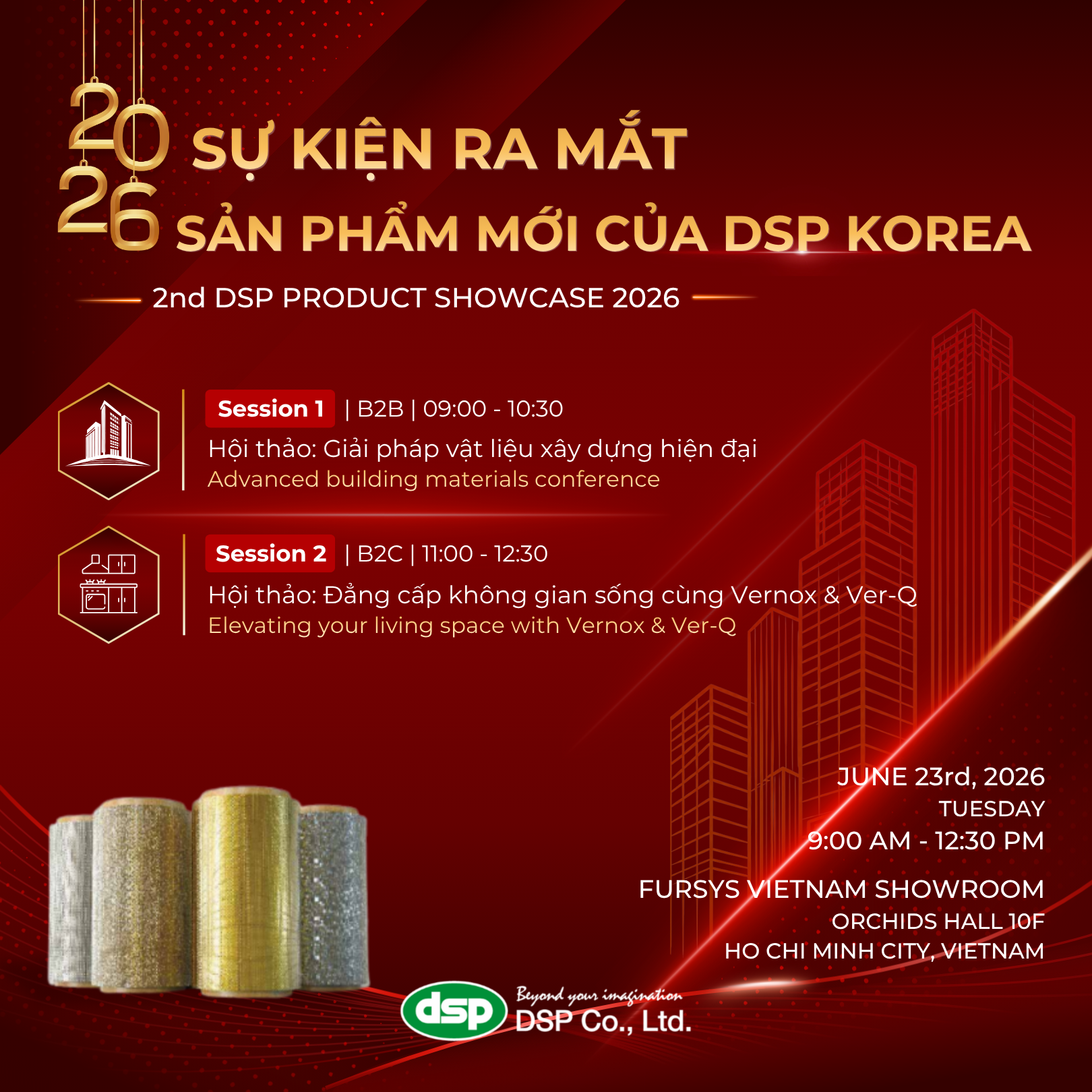[23/06/2026] Sự Kiện Ra Mắt Sản Phẩm Mới DSP Korea 2026: Giải Pháp Vật Liệu Inox Cao Cấp Cho Không Gian Sống & Kiến Trúc Hiện Đại