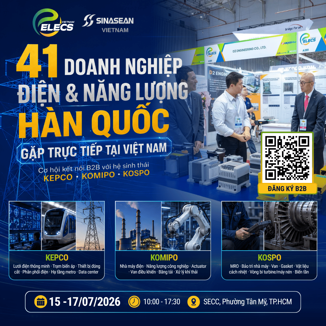 Kết Nối B2B: Cơ Hội Gặp Gỡ 41 Doanh Nghiệp Điện & Năng Lượng Hàn Quốc Tại ELECS Vietnam 2026