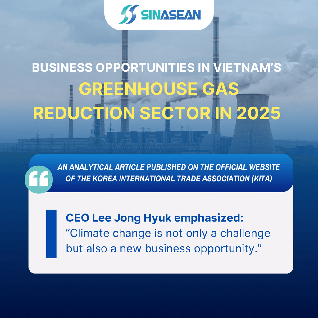 SPEECH BY MR. LEE JONG HYUK, CEO OF SINASEAN KOREA, AT THE WEBSITE KOREA INTERNATIONAL TRADE ASSOCIATION (KITA): BUSINESS OPPORTUNITIES IN VIETNAM’S GREENHOUSE GAS REDUCTION MARKET IN 2025