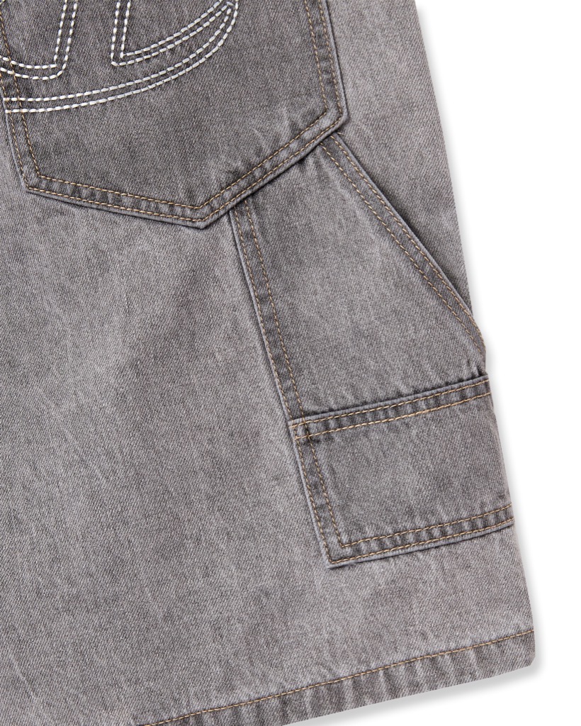 Insane® Patch Denim Shorts - Light Grey