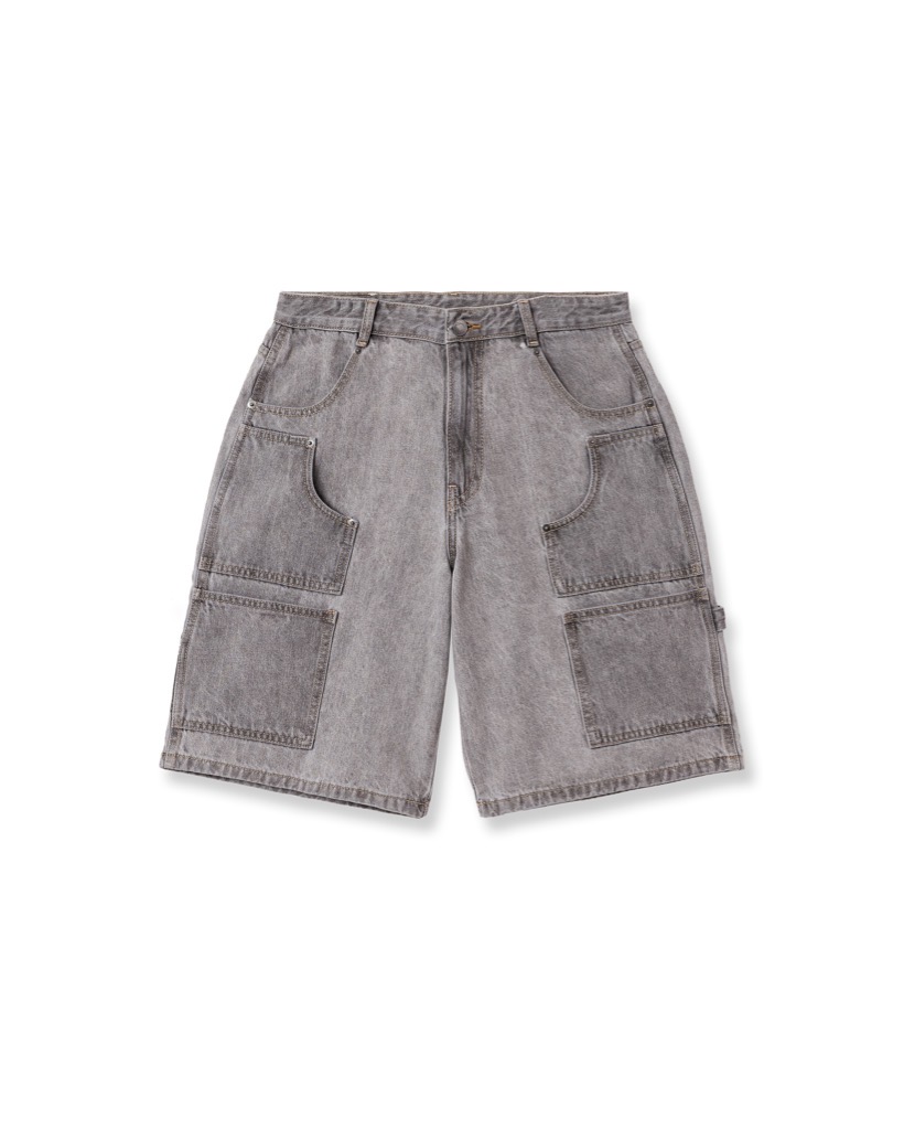 Insane® Patch Denim Shorts - Light Grey