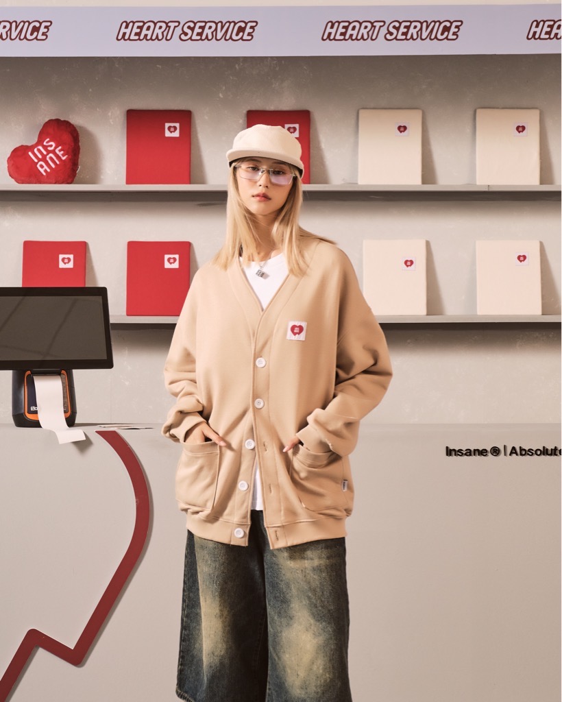 Insane® “Heart Service” Cardigan - Latte