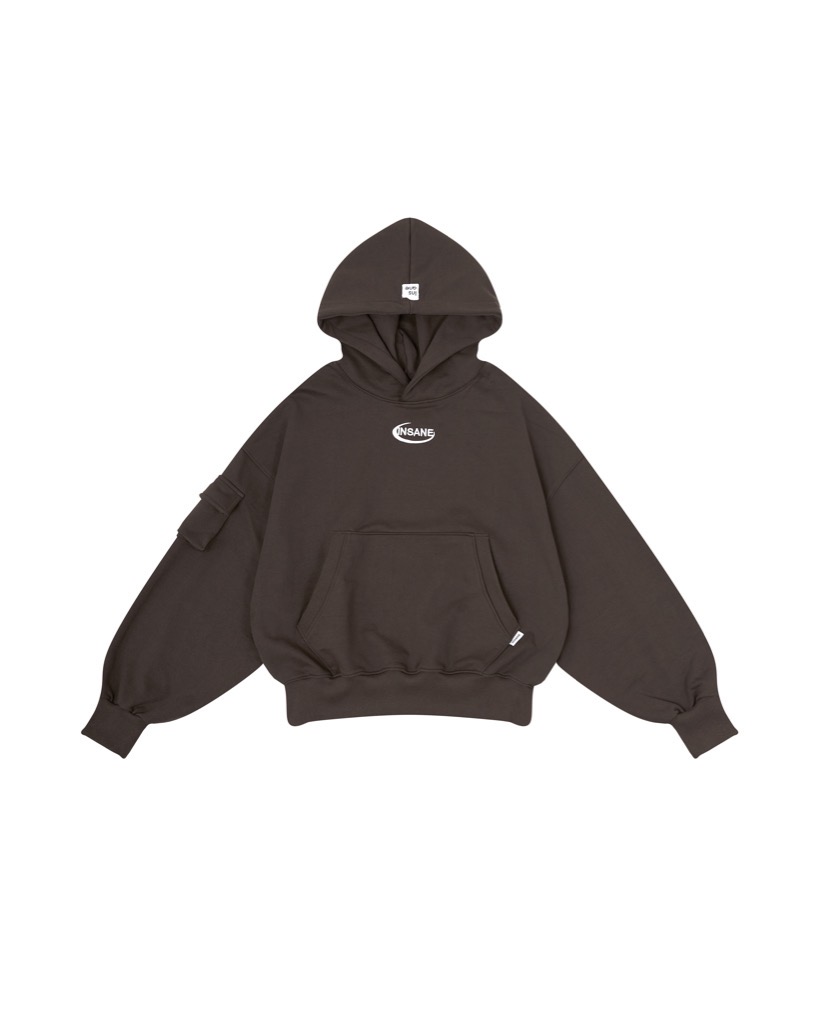 Insane® Pocket Boxy Hoodie - Brown