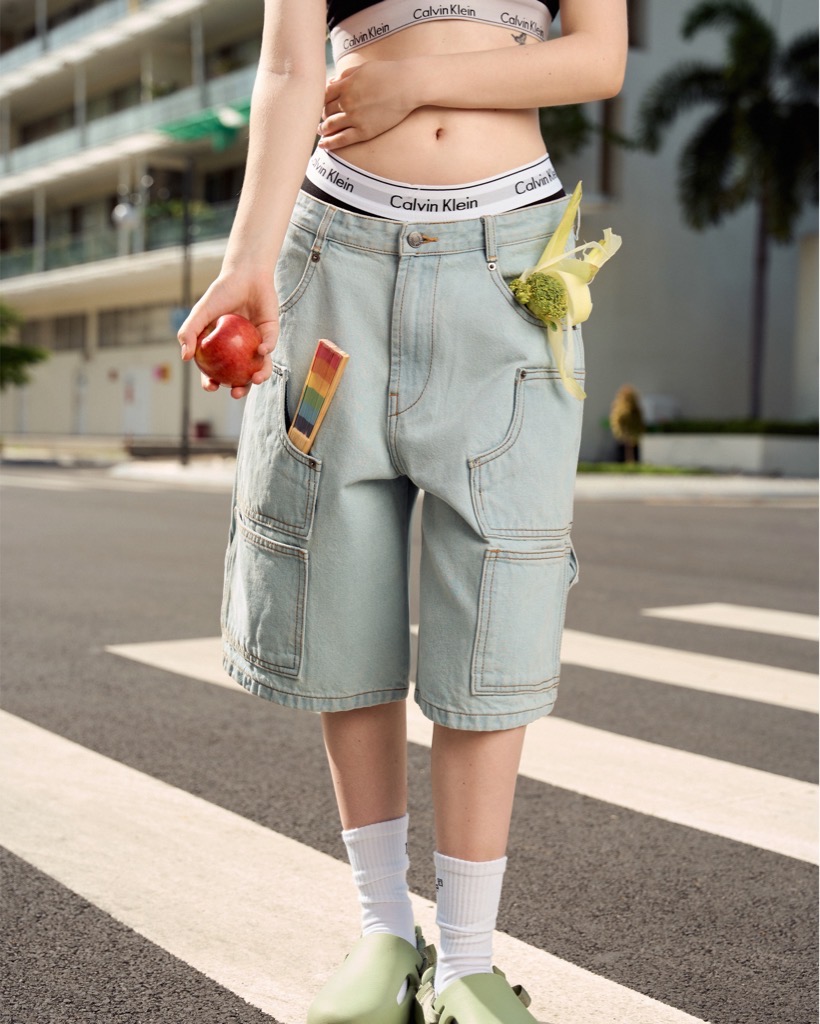 Insane® Patch Denim Shorts - Light Blue