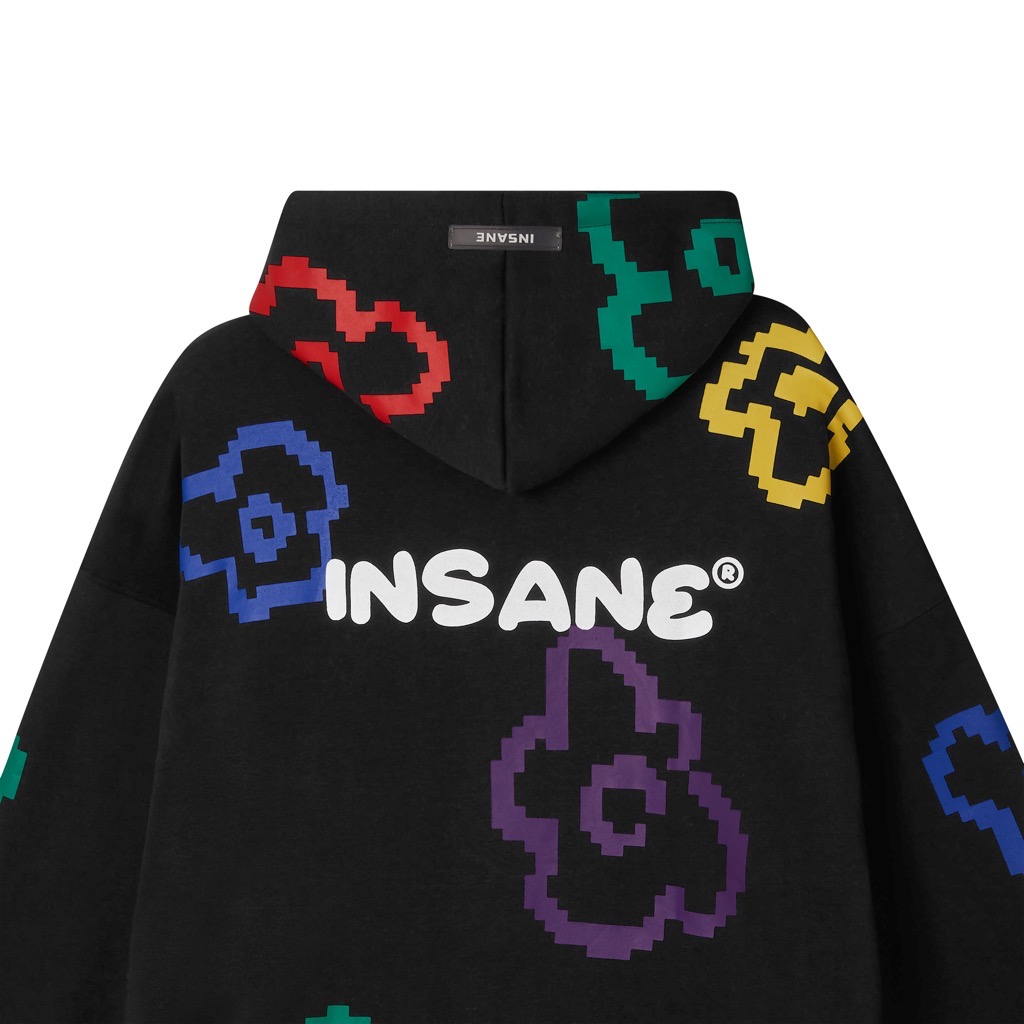 Insane® Floral Pixel Hoodie - Black