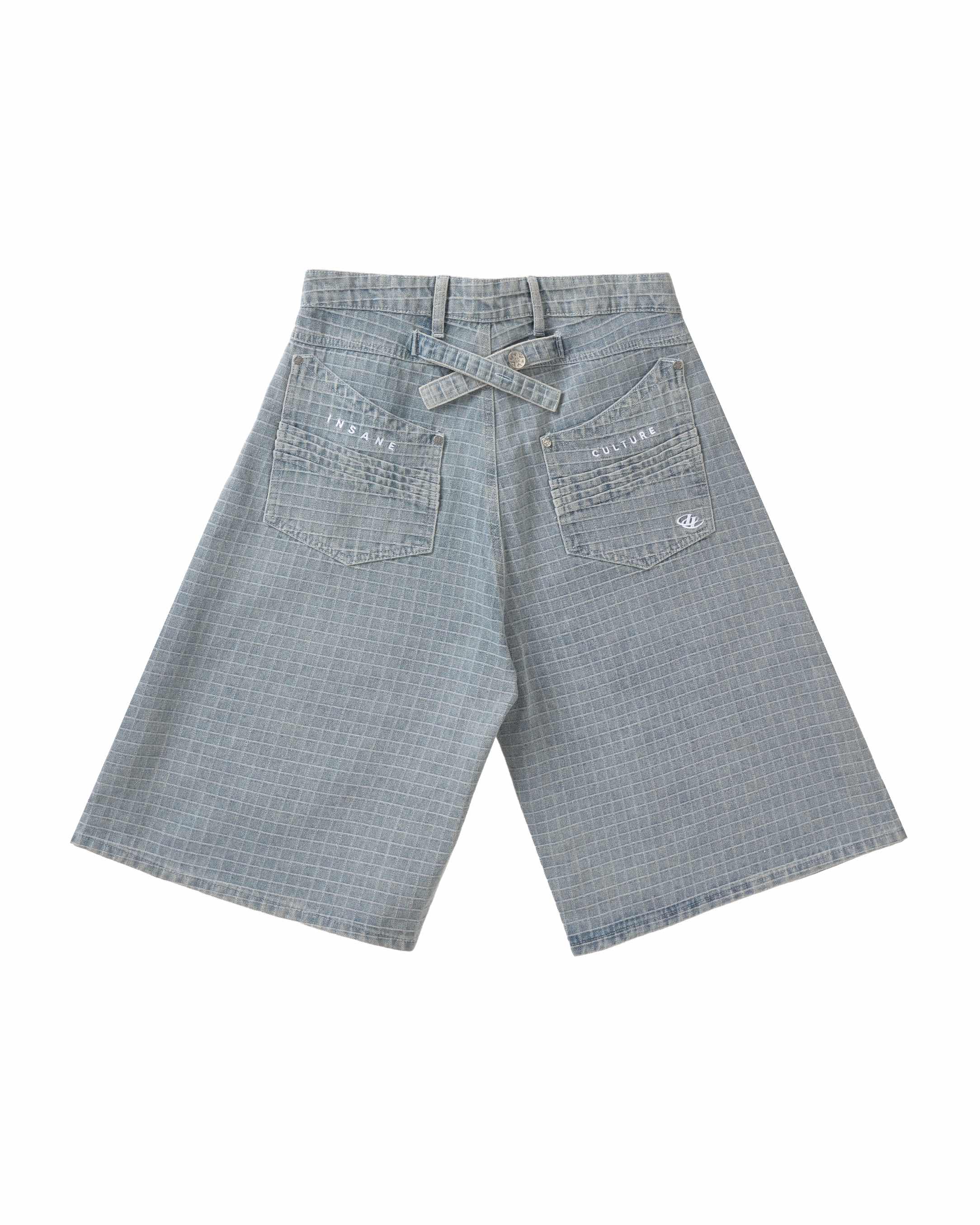 Insane® Plaid Jorts - Light Blue