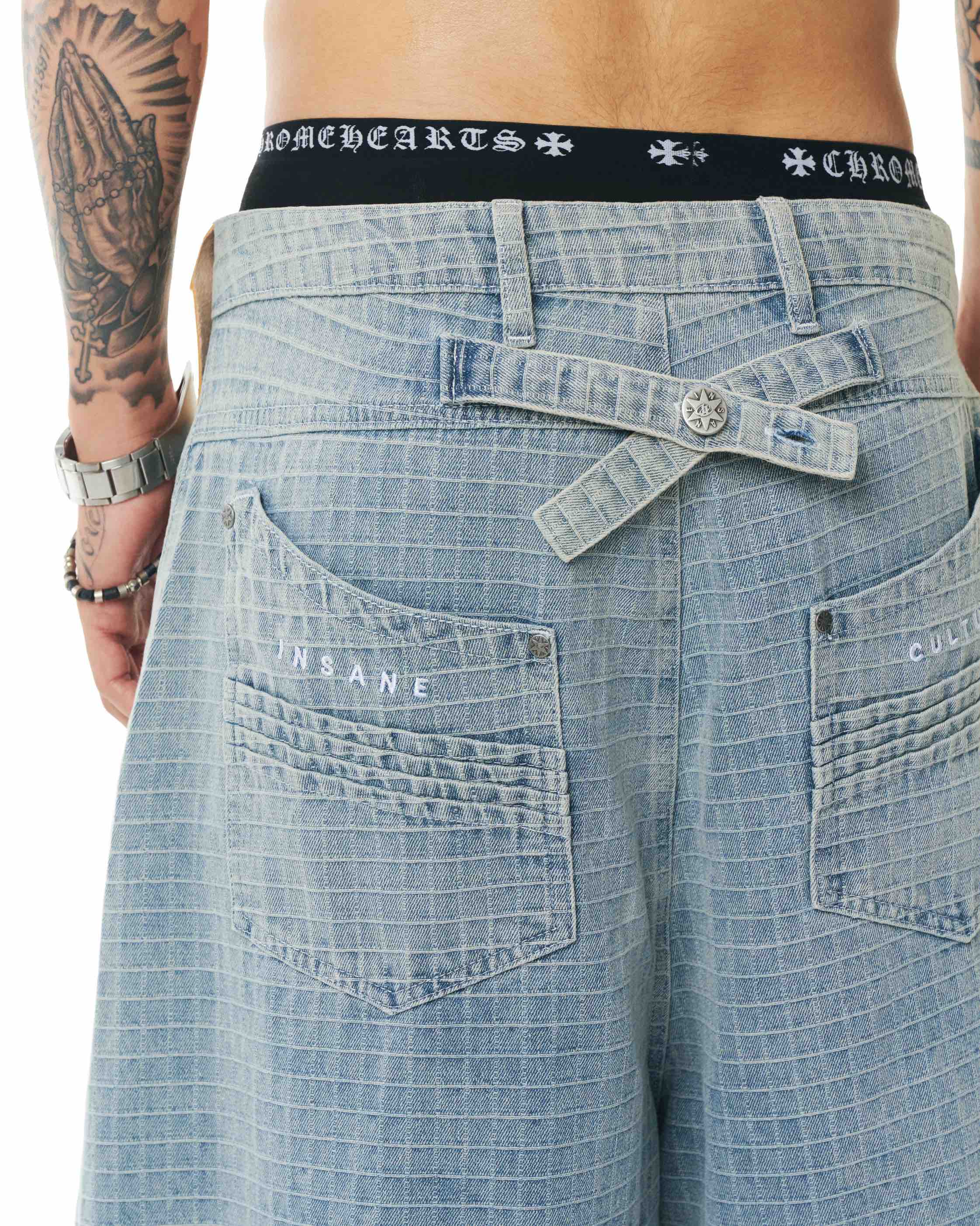 Insane® Plaid Jorts - Light Blue