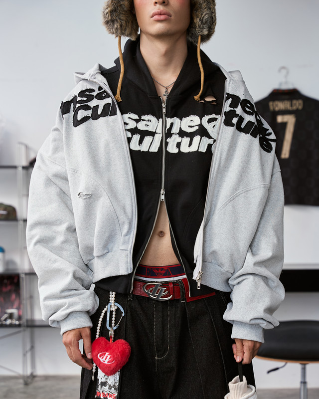 Insane® Static Noise Hoodie Zip - Black