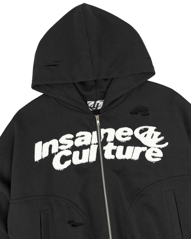Insane® Static Noise Hoodie Zip - Black
